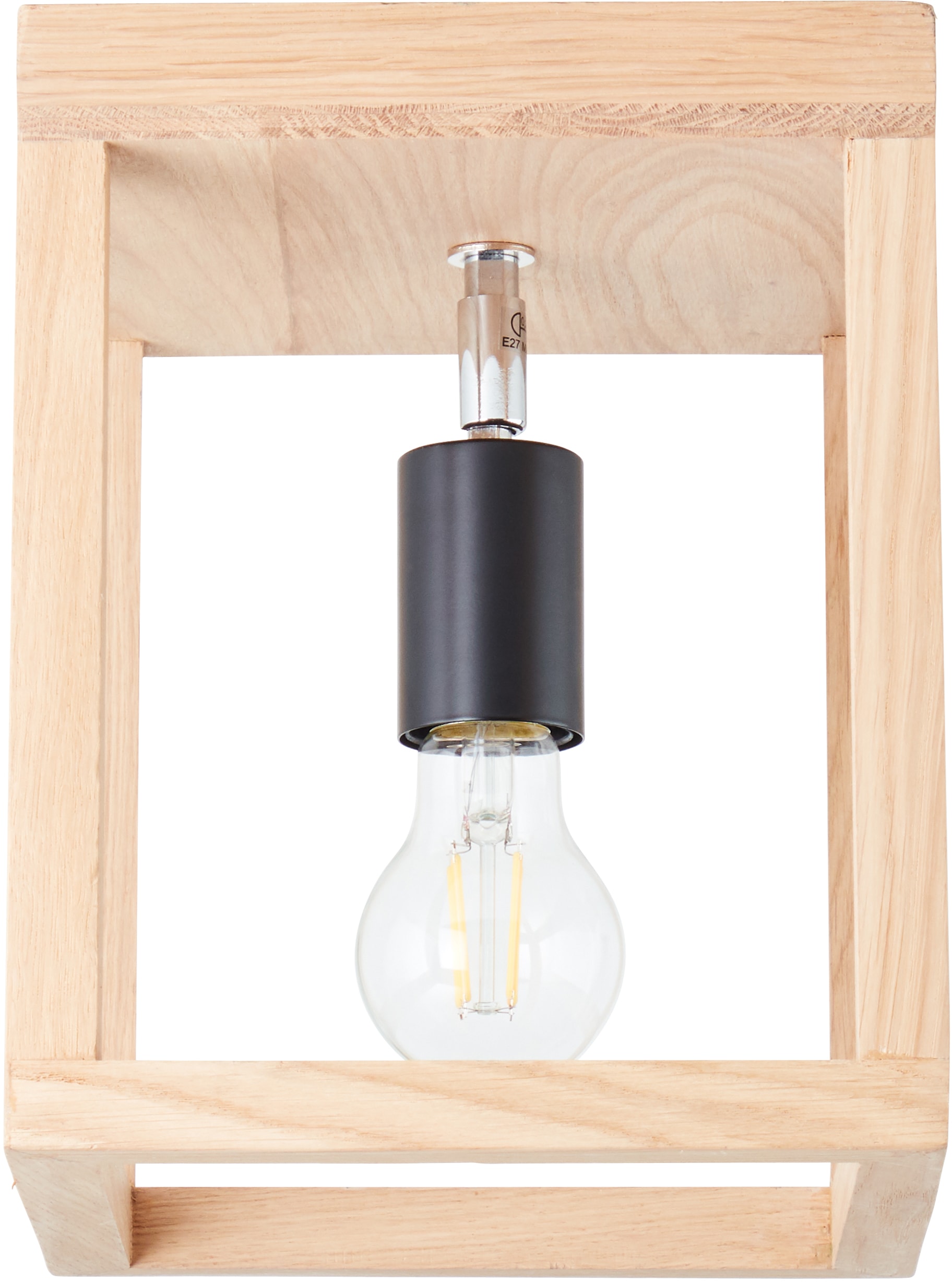 BRILLIANT Deckenleuchte "Nerea", braun (holzfarben), 1, H: 25cm, 1 Stk., Leuchten, 25 x 20 x 20 cm, E27, Holz/Metall, eiche geölt, Deckenleuchte