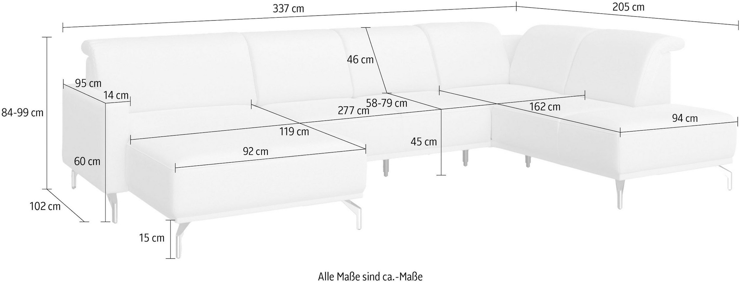 sit&more Wohnlandschaft »Bailando U-Form«, wahlweise mit Kopfteilverstellung und Vorziehsitz, motorisch