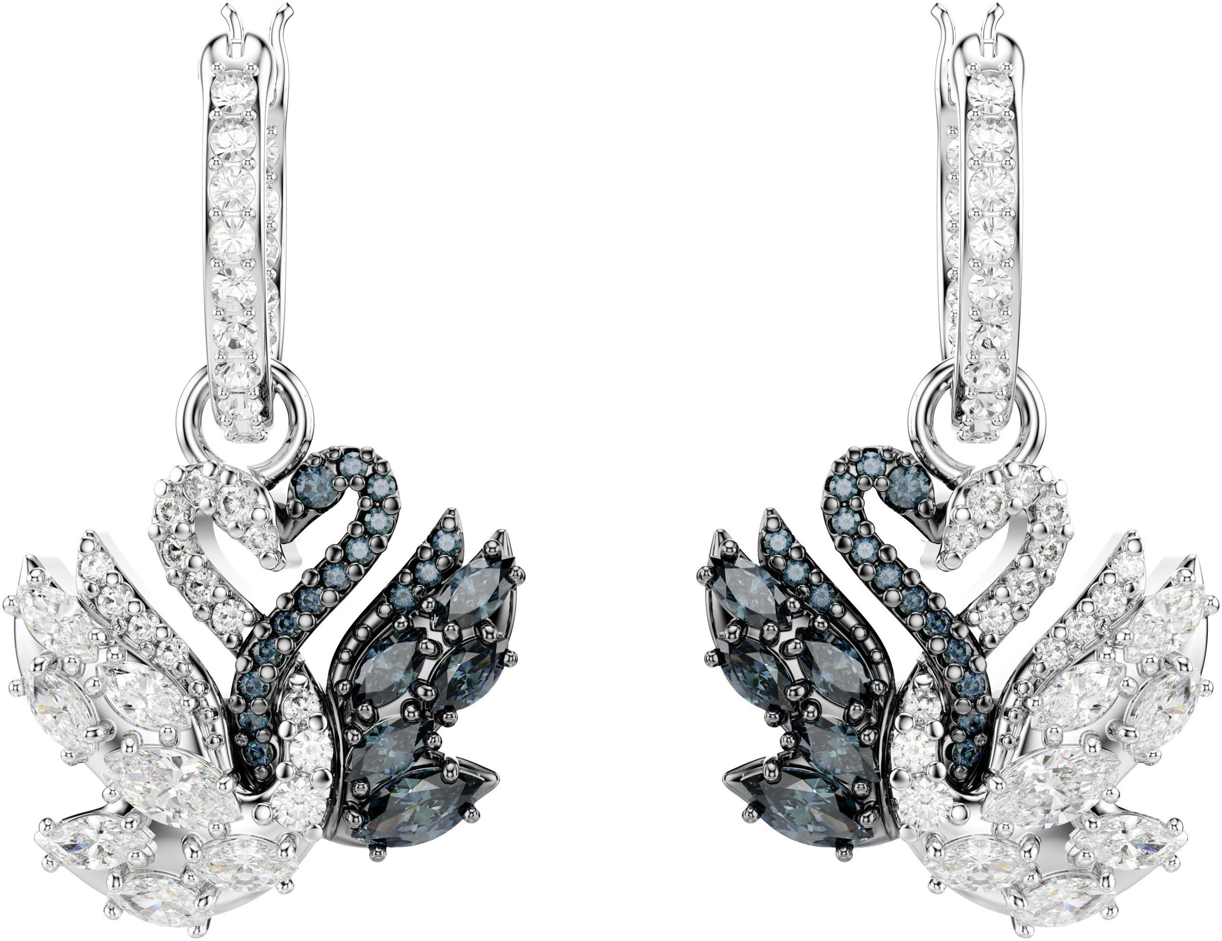 Swarovski Paar Creolen »Schmuck Geschenk Swan Drop-Ohrhänger Schwan, 5705728«, mit Swarovski® Zirkonia (synth.) - Einhänger abnehmbar