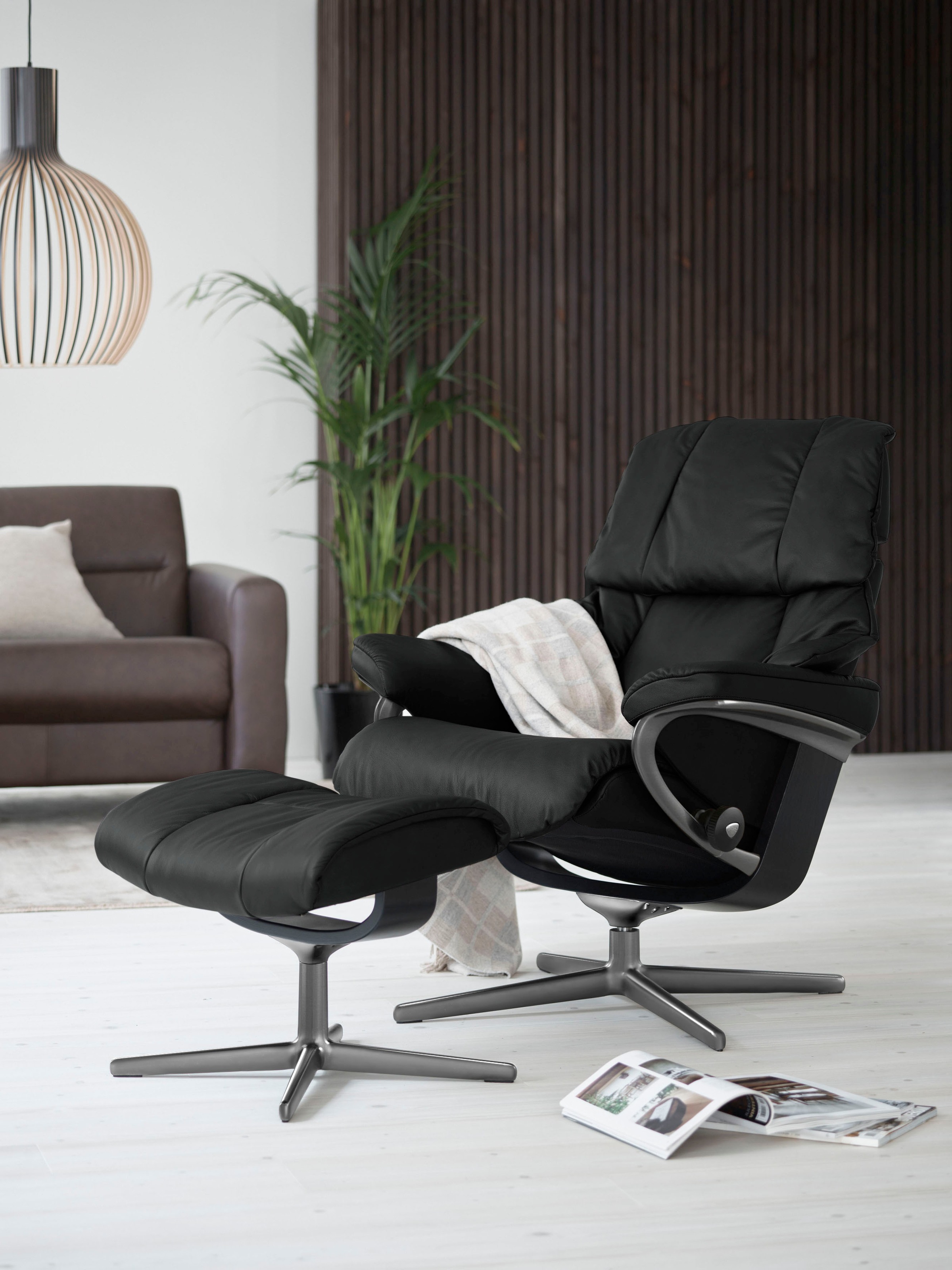 Stressless® Relaxsessel »Reno«, (Set, Relaxsessel mit Hocker), mit Hocker, mit Cross Base, Größe...