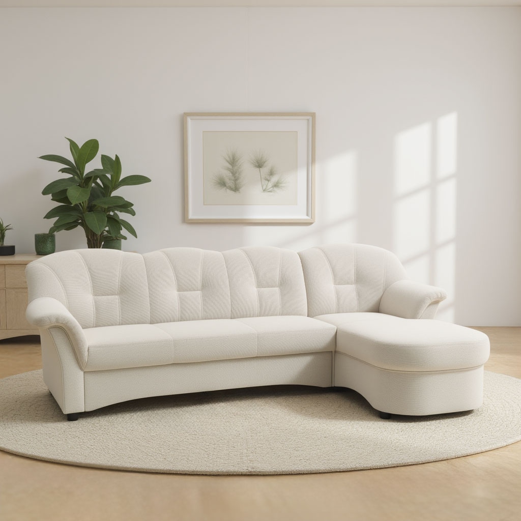 DOMO collection Ecksofa "FLORES Schlafsofa, 233x142x86 cm, L-Form" whlw. mit Bettfunktion, whlw. mit Federkern