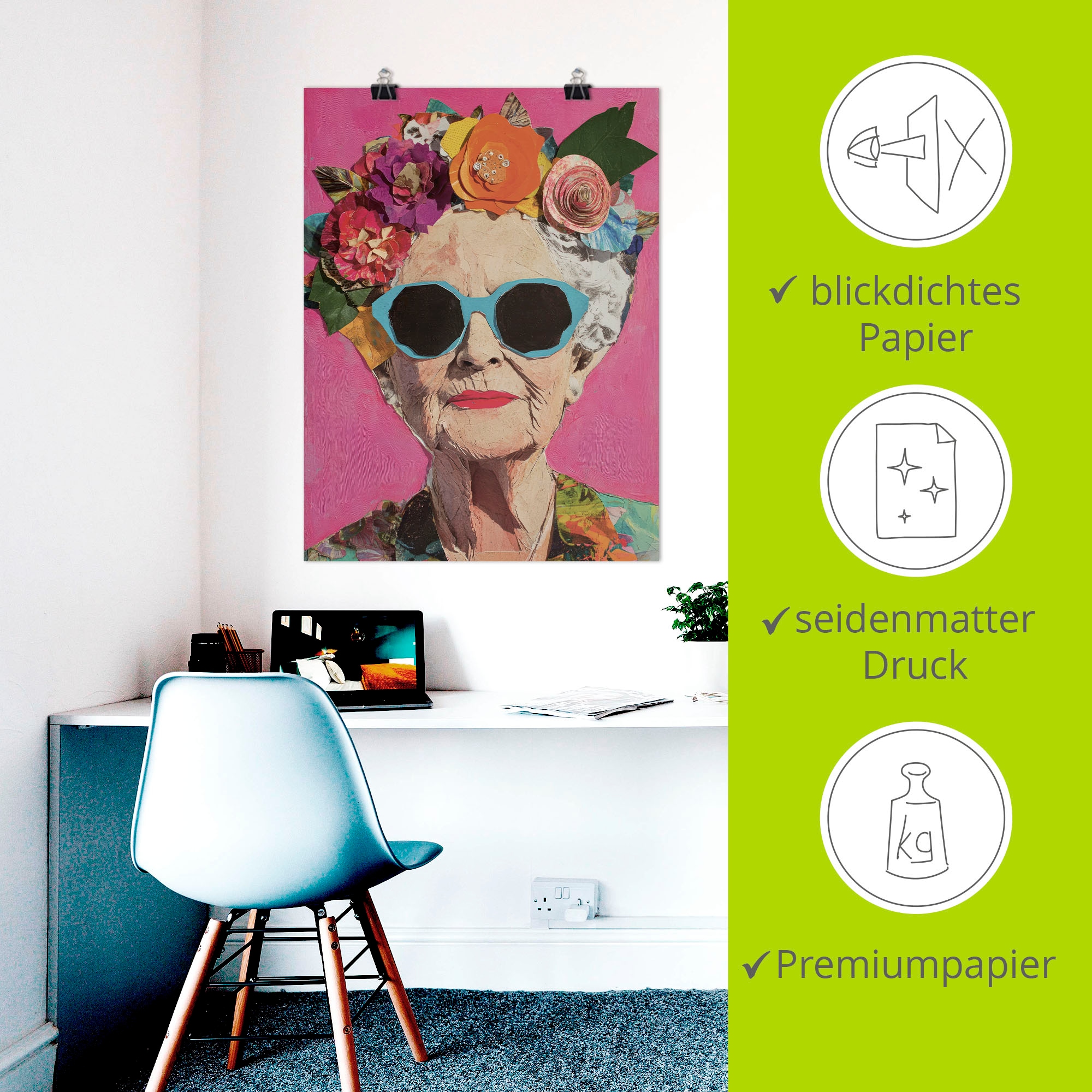 Artland Wandbild »Wild und fabelhaft, Frau mit Blumenkranz« Bilder von Frauen 1 Stk. tlg. als Alubild, Leinwandbild, Poster, Wandaufkleber in verschied. Größen