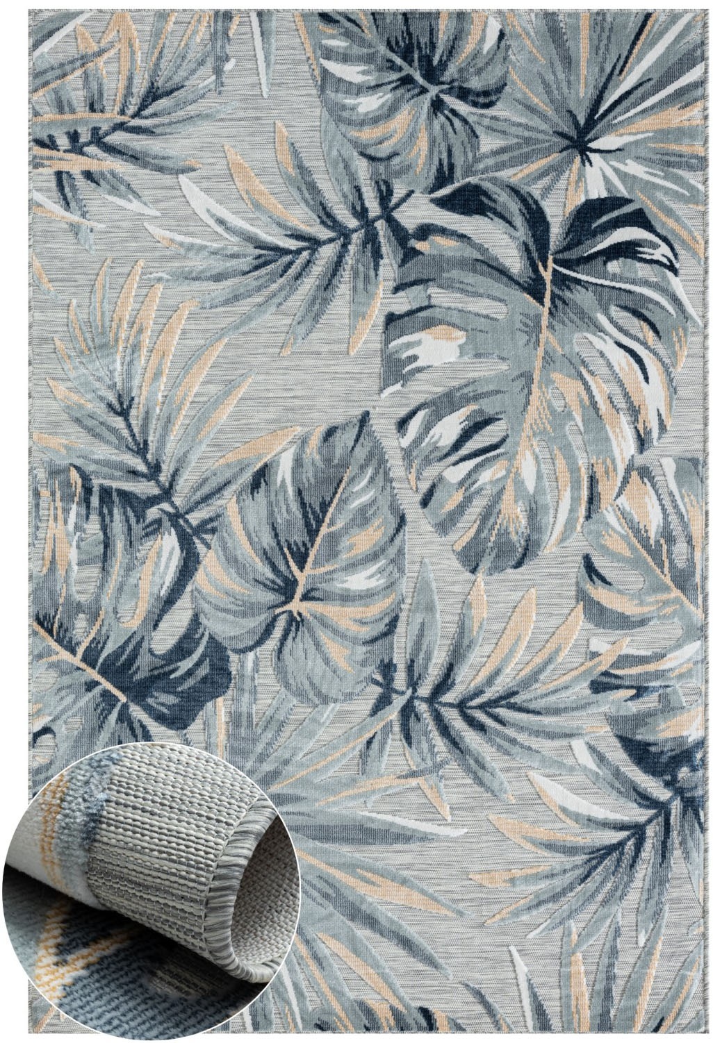 Myflair Möbel & Accessoires Teppich »Sol, LAGERRÄUMUNG!«, rechteckig, 8 mm Höhe, Blätter Motiv, Hoch-Tief Effekt, Outdoor geeignet, Balkon, Terrasse