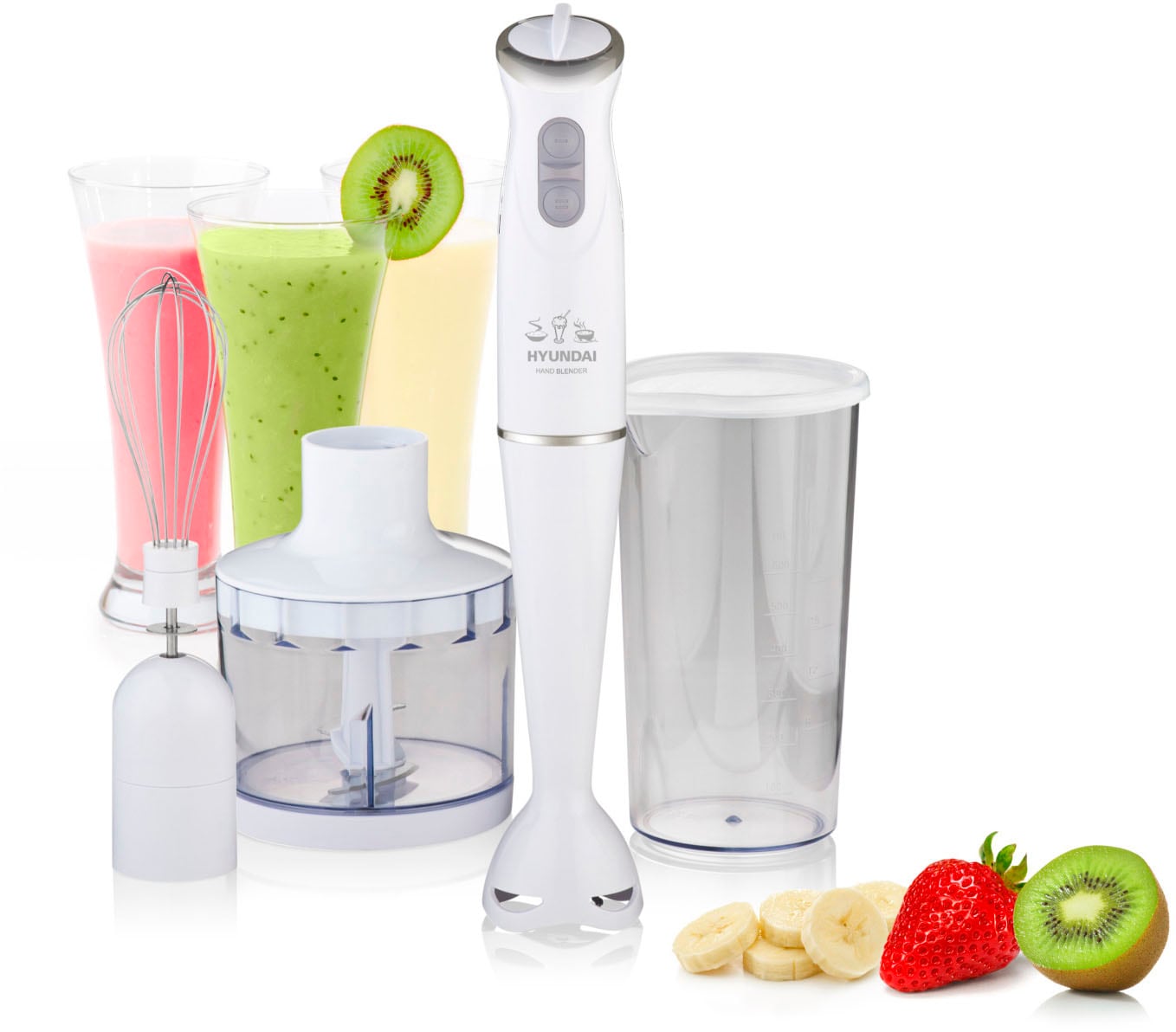 Hyundai Stabmixer »HB983«, 380 W, 3in1 (Hacken, Schlagen, Mixen), DC Motor, 600 ml, 2 Geschwindigkeiten
