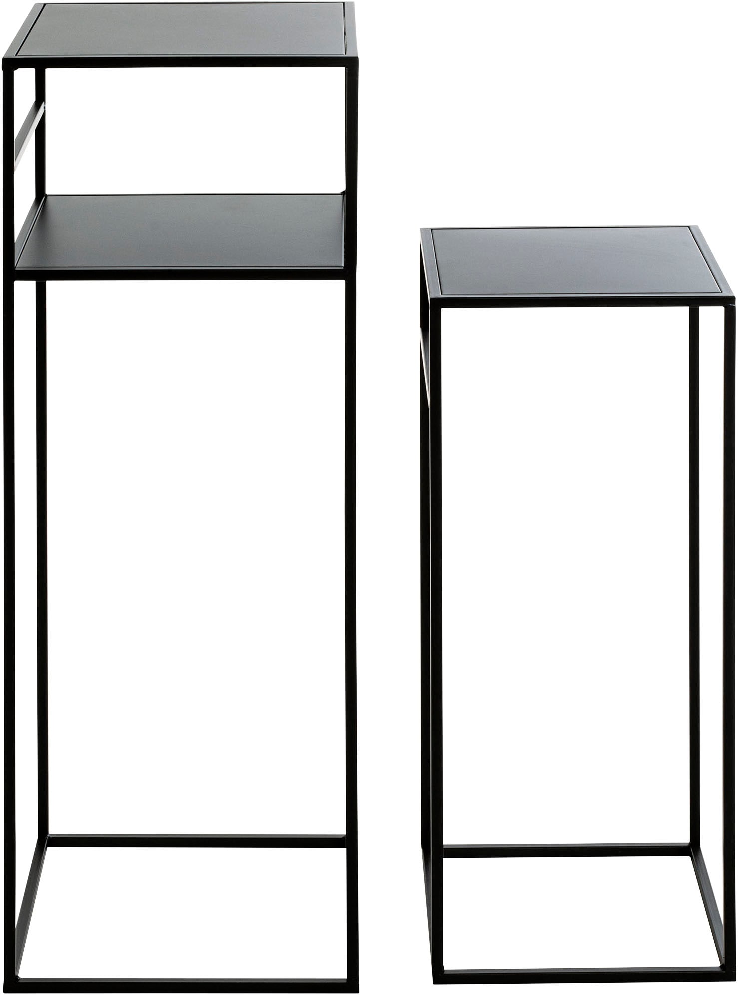 HAKU Beistelltisch »Sofatisch, Wohnzimmertisch« Set, 2er Set, 2 Stk. tlg. quadratisch - aus Metall Schwarz B/T/H 26/26/63 und 30/30/85 cm