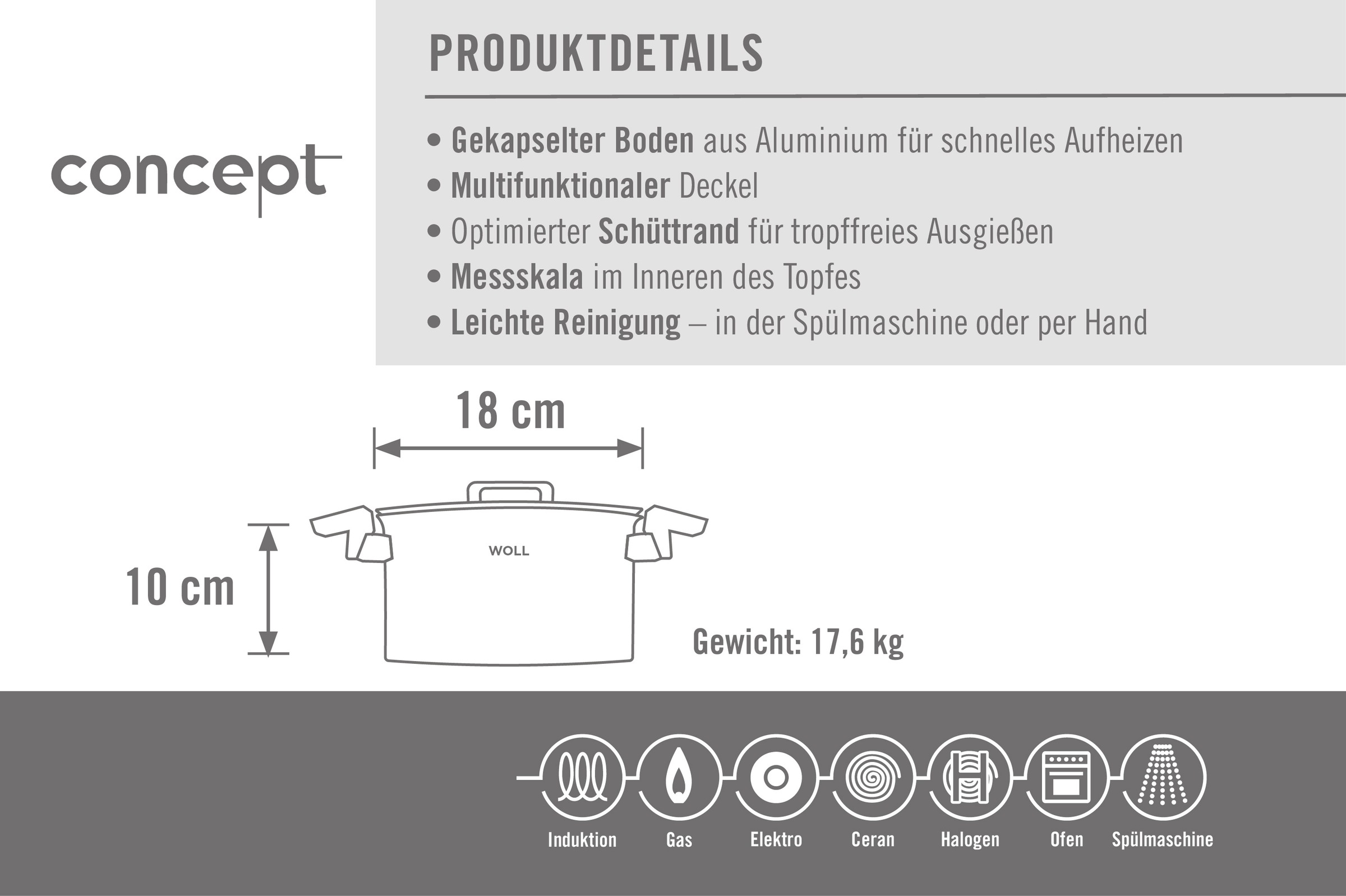 WOLL Kochtopf »Concept« 1 Stk. tlg. Edelstahl 18/10