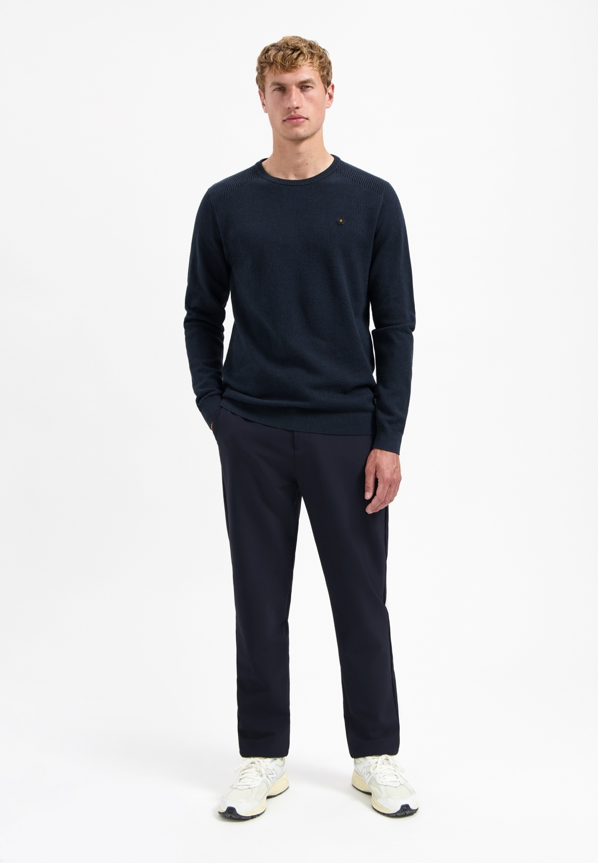 NO EXCESS V-Ausschnitt-Pullover »No Excess Pullover mit Schulterrippung«