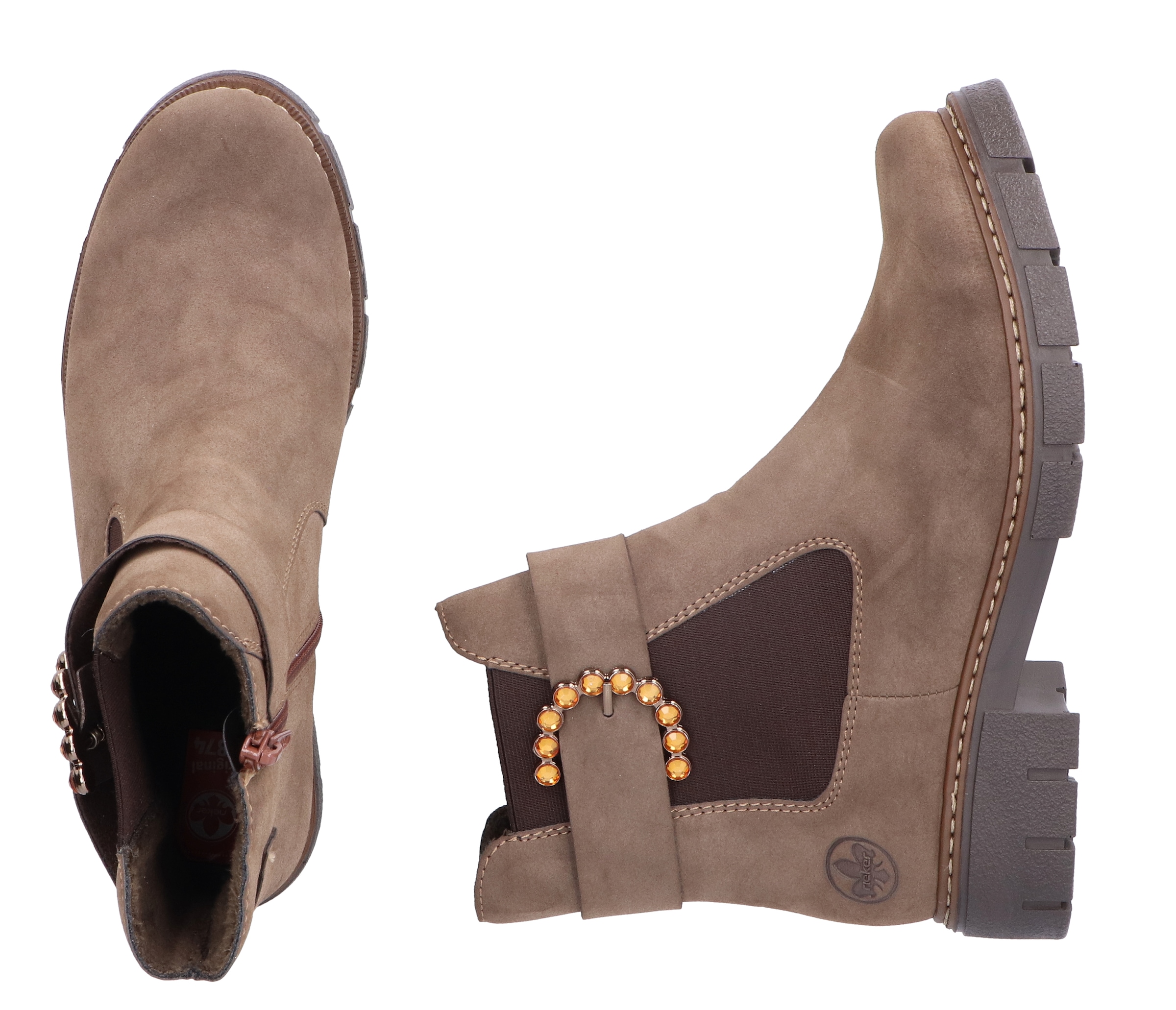 Rieker Chelseaboots, Stiefelette, Schlupfboots, Blockabsatz, mit Zierschnalle