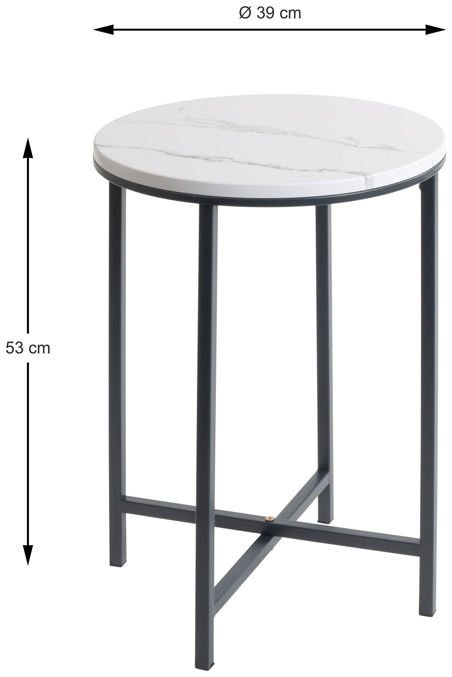 HAKU Beistelltisch »Sofatisch, Wohnzimmertisch« 1 Stk. tlg. rund - aus Metall Anthrazit - Ø/H 39/53 cm