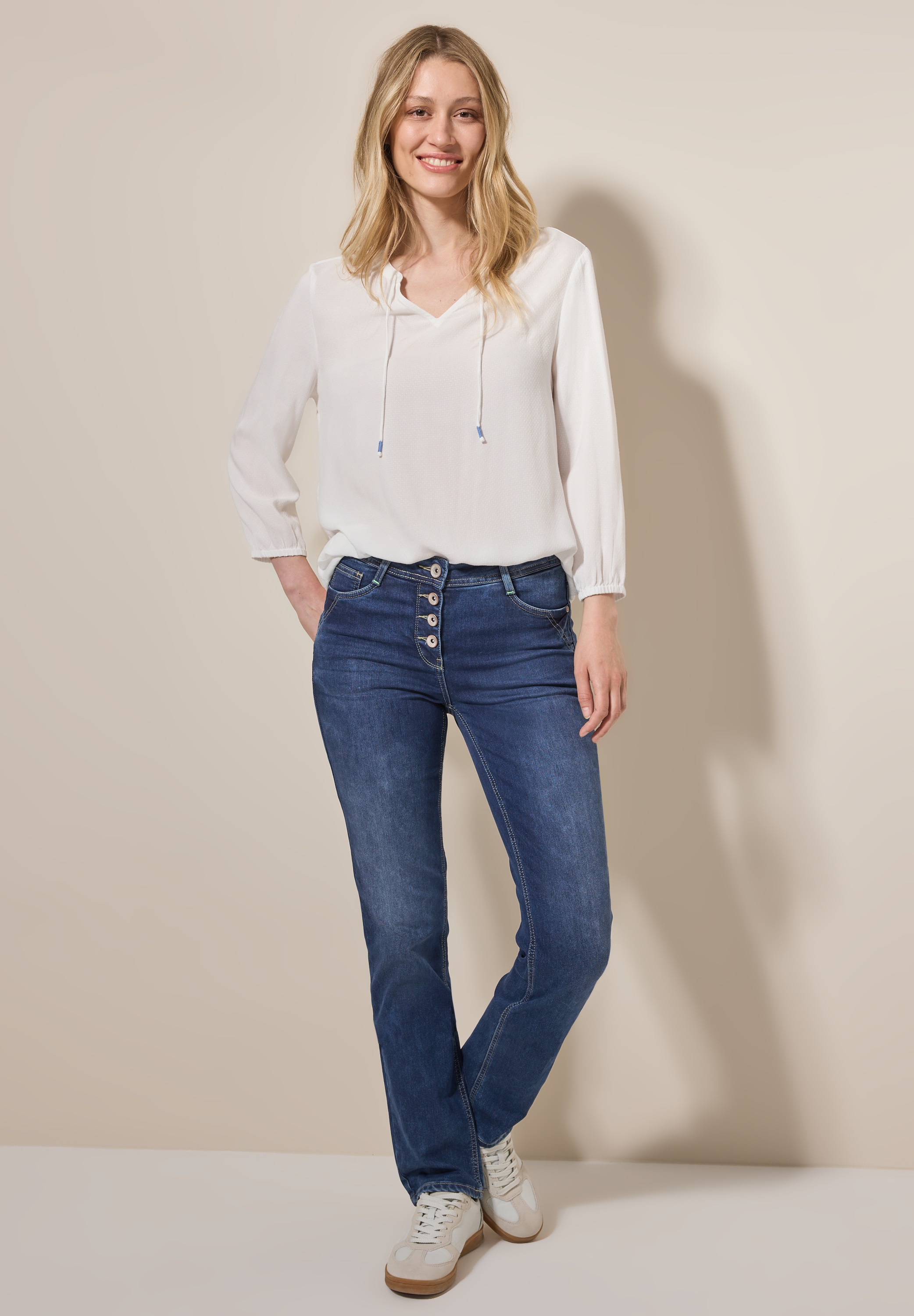 Cecil Straight-Jeans, mit Knopfleiste