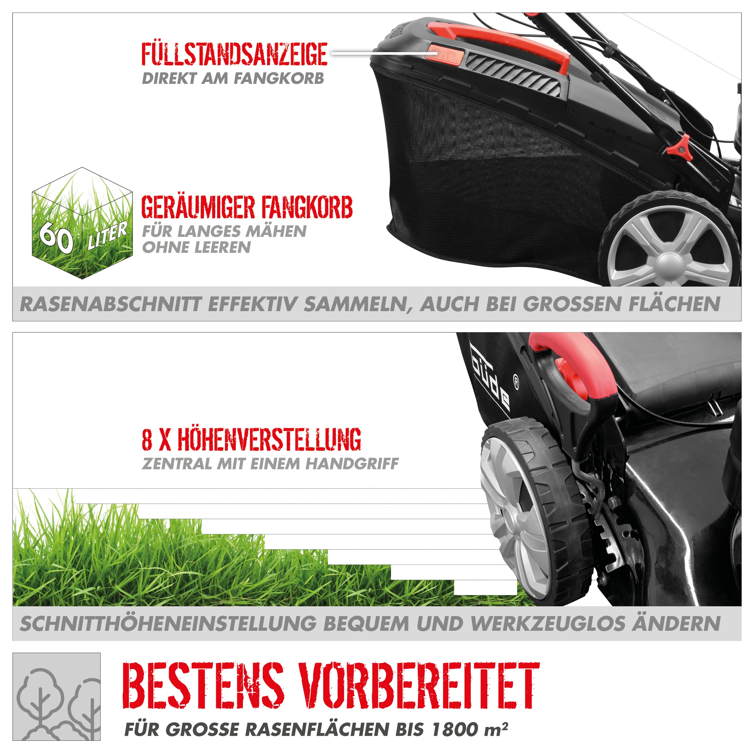 Güde Benzinrasenmäher »»BIG WHEELER 514.7 R««, für Rasenflächen bis 1800m²