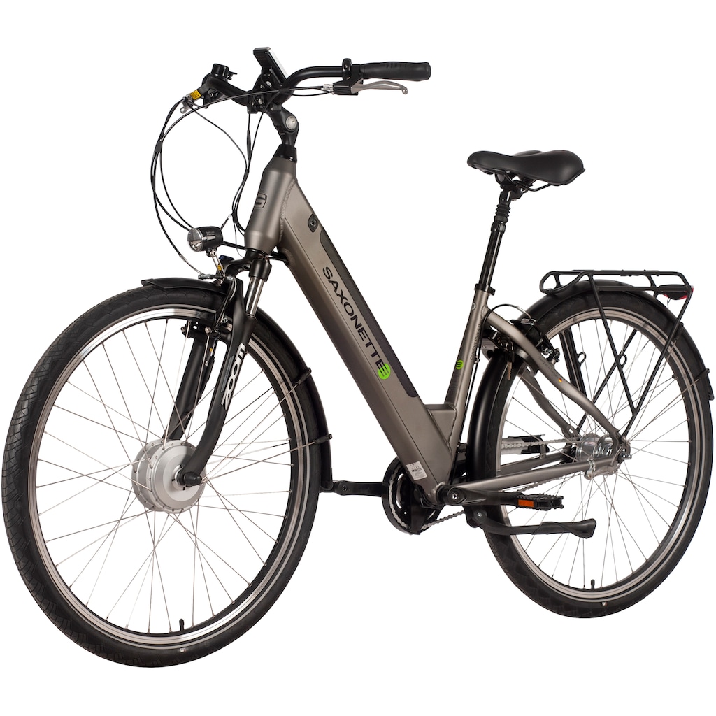 SAXONETTE E-Bike »Comfort Plus 4.0«, 7 Gang, Shimano, Frontmotor 250 W, E-Bike Citybike mit Rücktrittbremse, vollintegrierter Akku