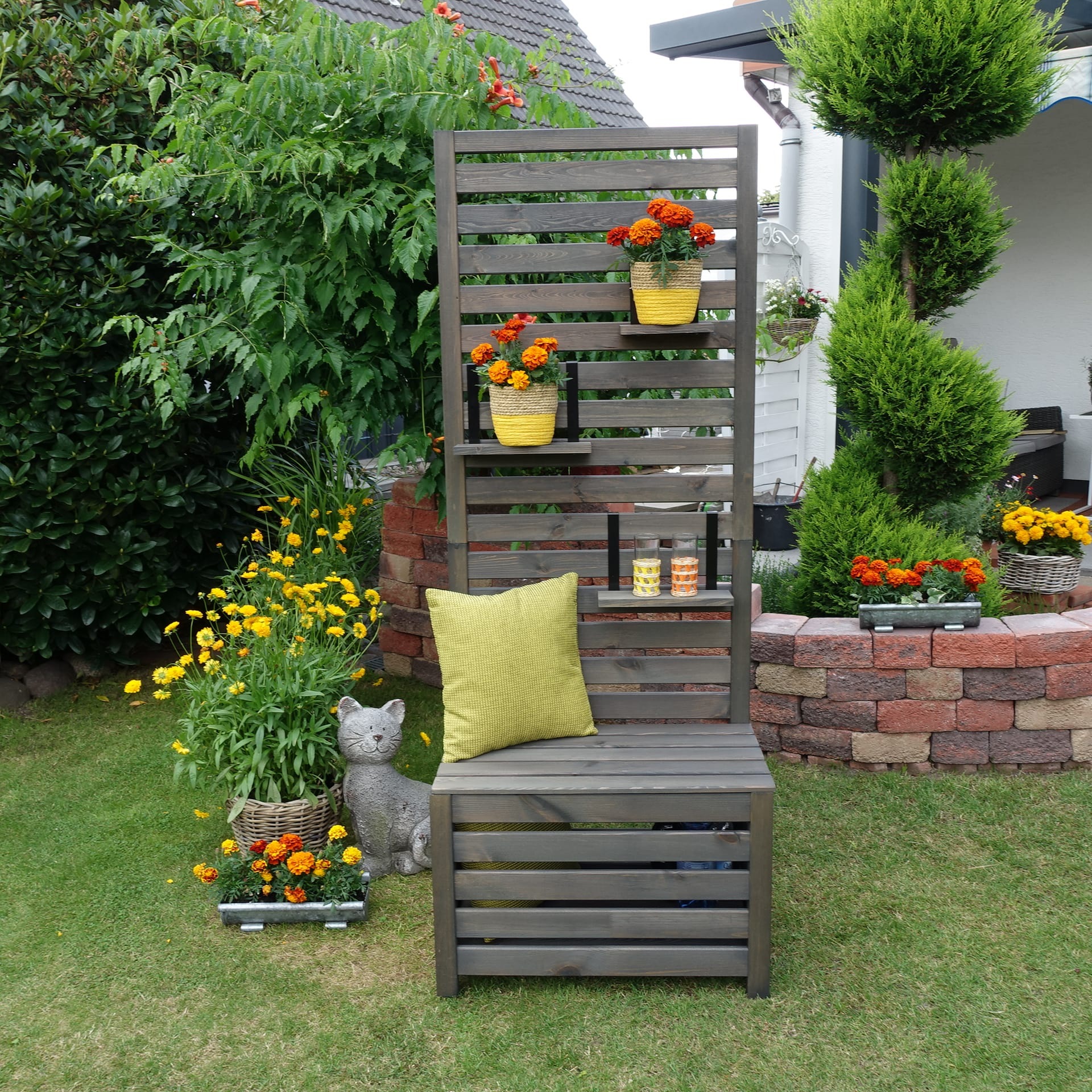 promadino Spalier »für Balkon und Garten«, Sitzgelegenheit und Sichtschutz, L70xT40xH180cm, Volumen: 91 Liter