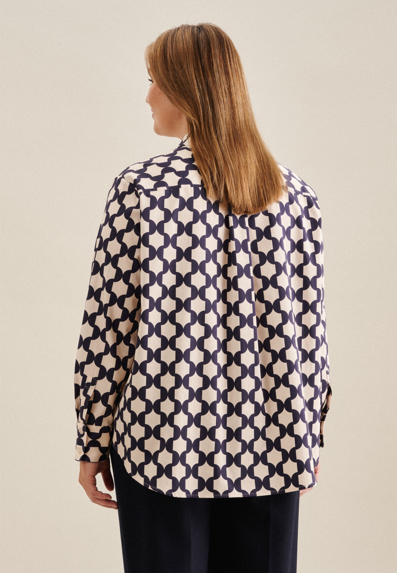 seidensticker Hemdbluse »Schwarze Rose«, Langarm Kragen Geometrische Muster