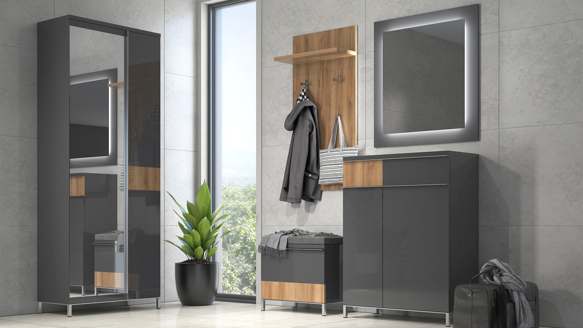 OTTO home Garderobenschrank "Onyx" (H/B/T):191/76/35,2cm, UV lackiert, mit Soft-Close-Funktion
