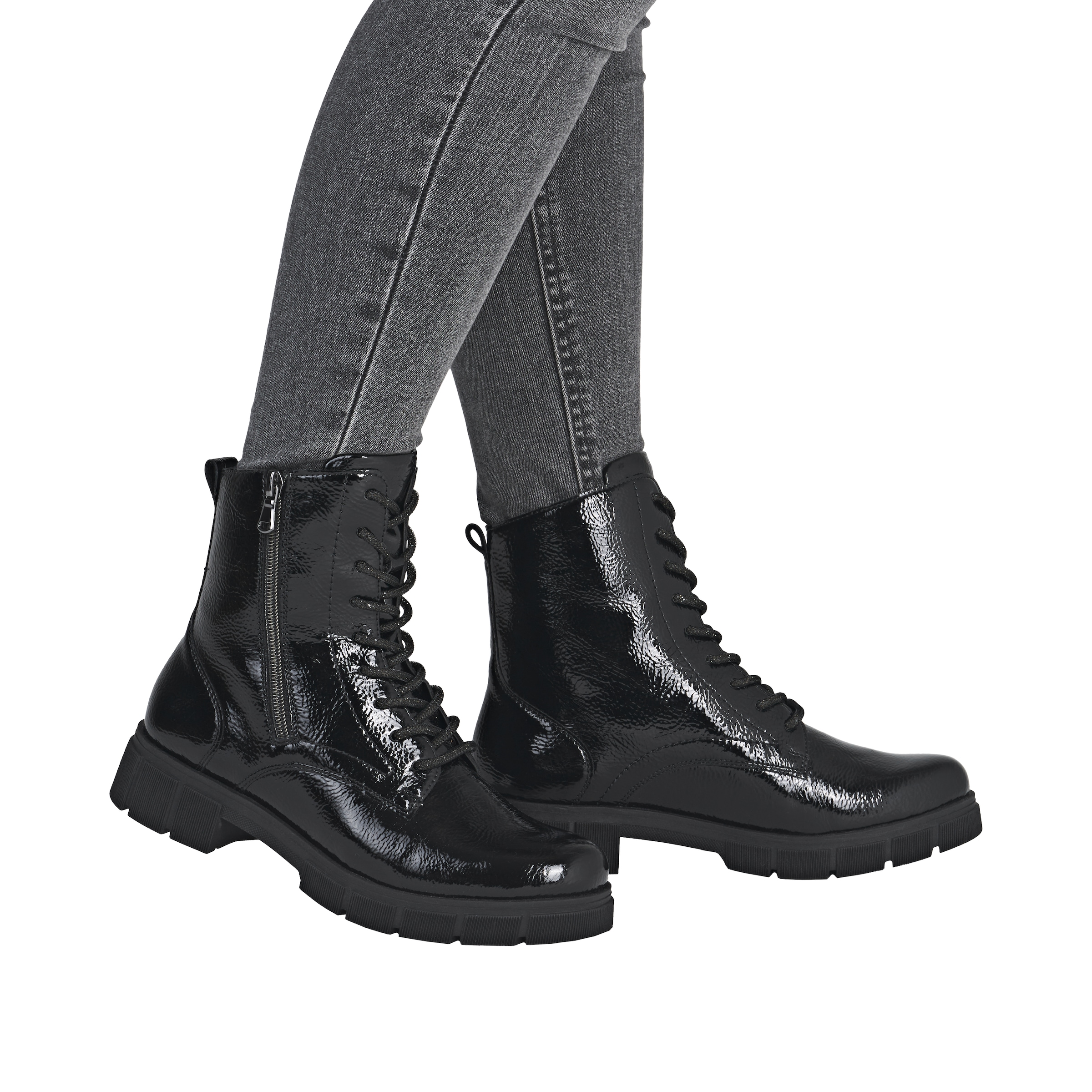 Remonte Schnürstiefelette, Schnürboots, Stiefelette, Profilsohle, mit Glitzer-Schnürsenkel