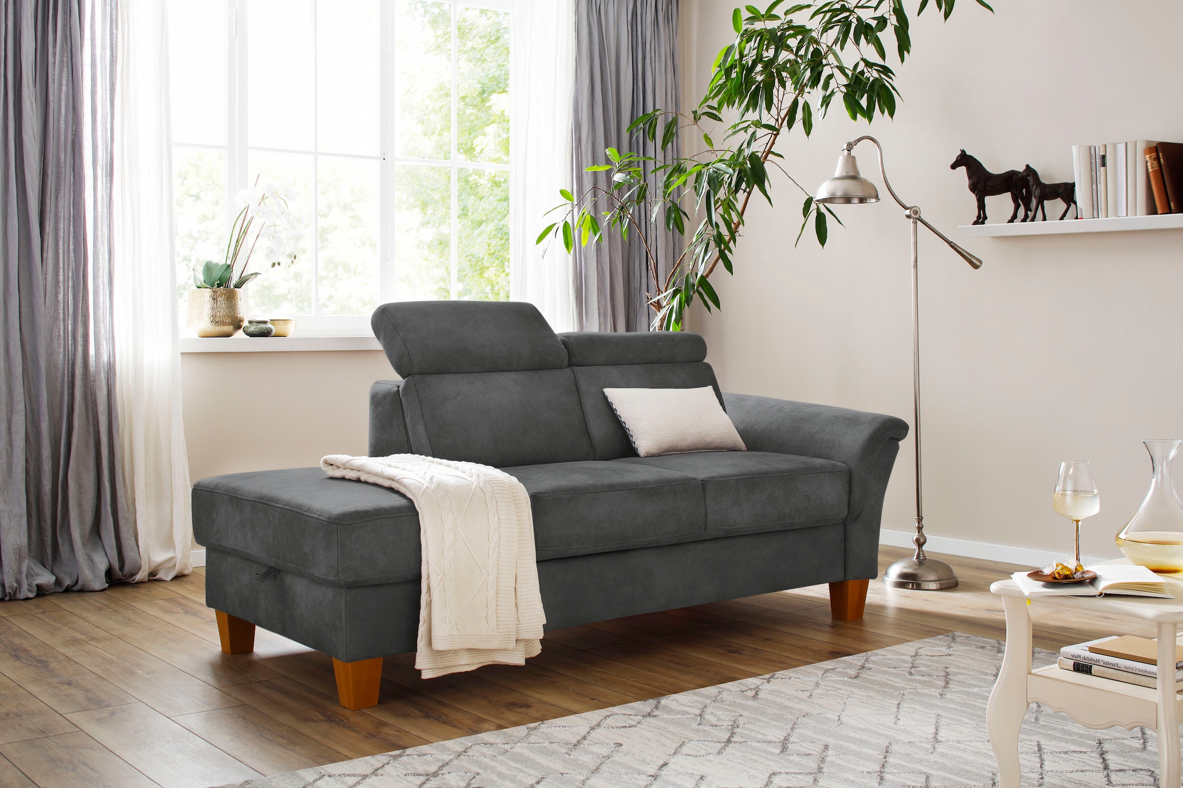 OTTO home Recamiere "Conville" incl. Kopfteilverstellung, Federkern, wahlweise mit Bettkasten