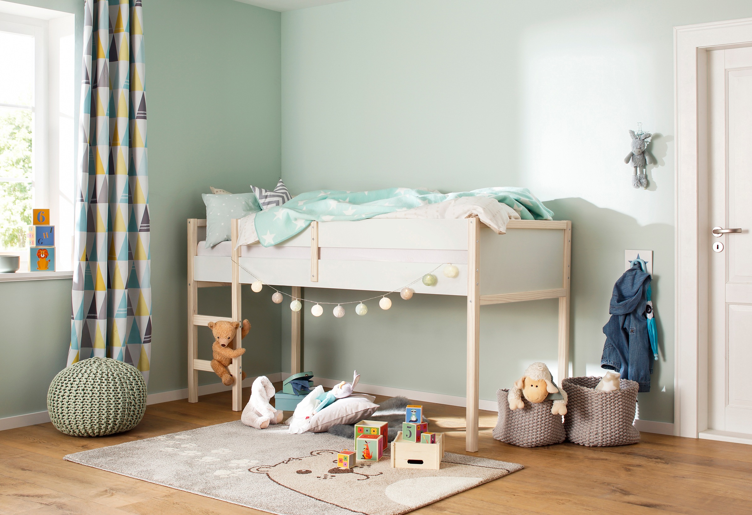 OTTO home Hochbett "Janne" Kiefernholz, Einzelbett, inklusive Holzleiter, L günstig online kaufen