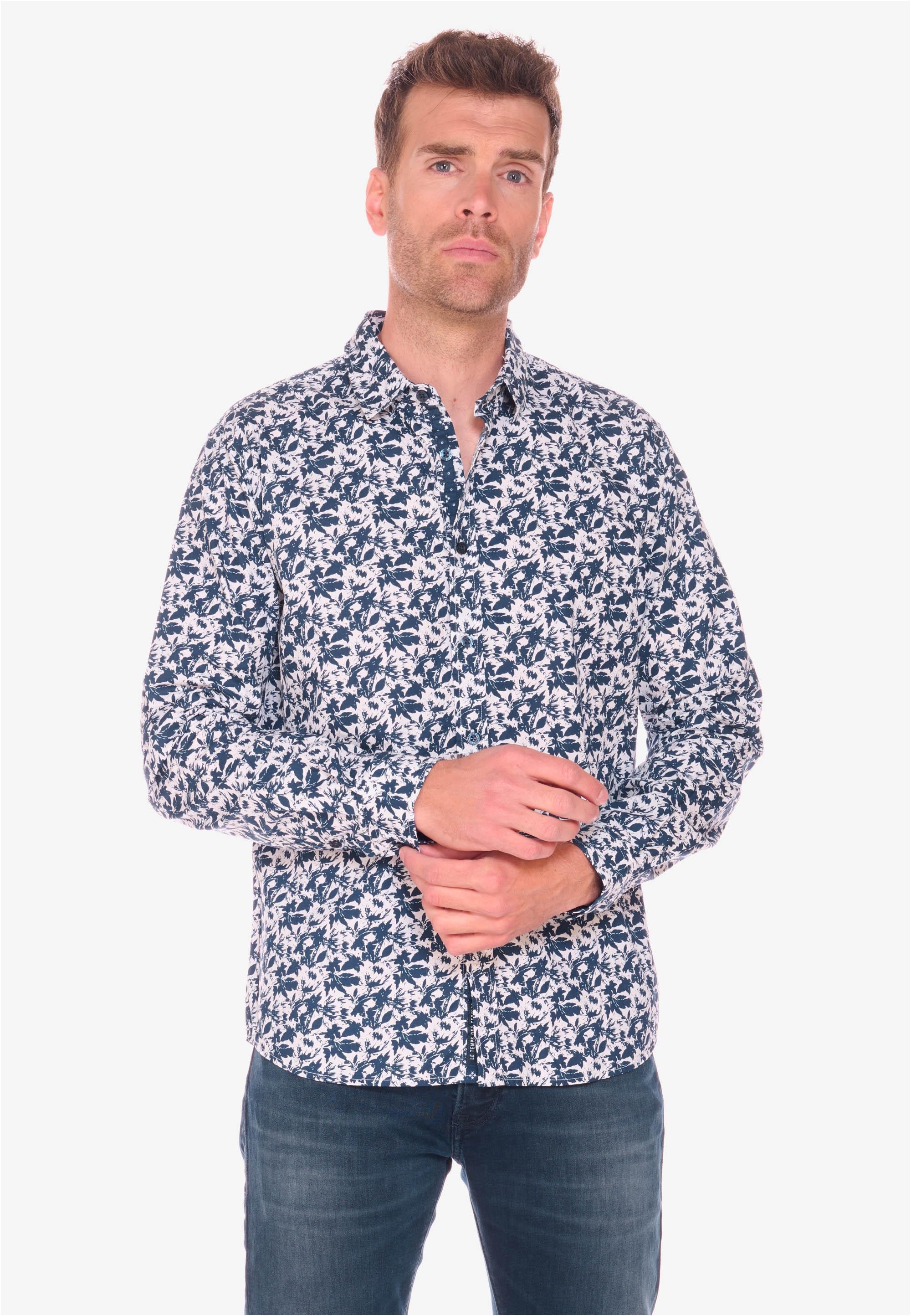 Le Temps Des Cerises Langarmhemd »JUNA«, mit stylischem Allover-Muster