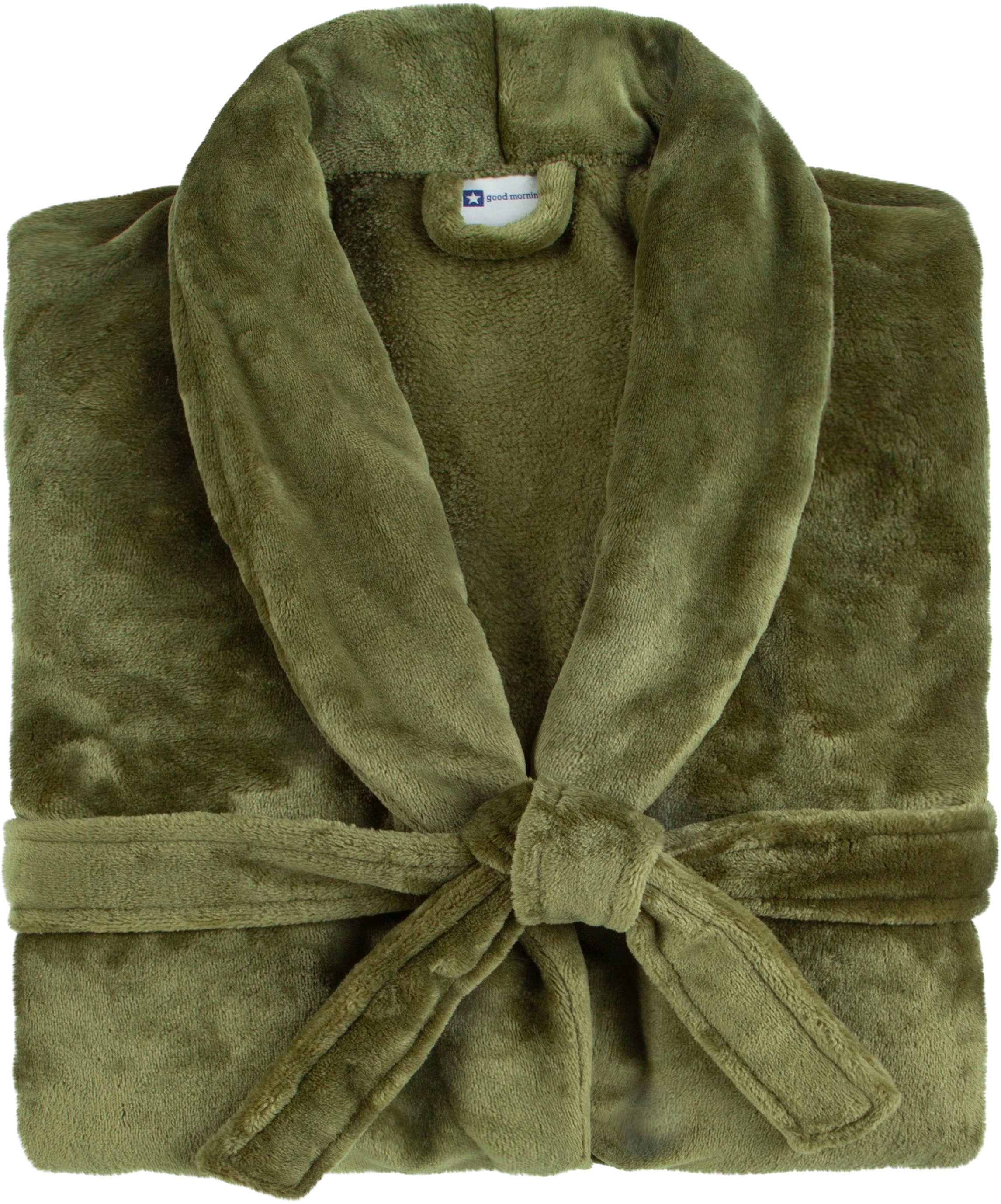 good morning Bademantel »Good morning Bathrobe uni«, (Packung, 1 St., 1x Bademantel), Schalkragen, Gürtel, Taschen, Damen & Herren, Velours, Glanz