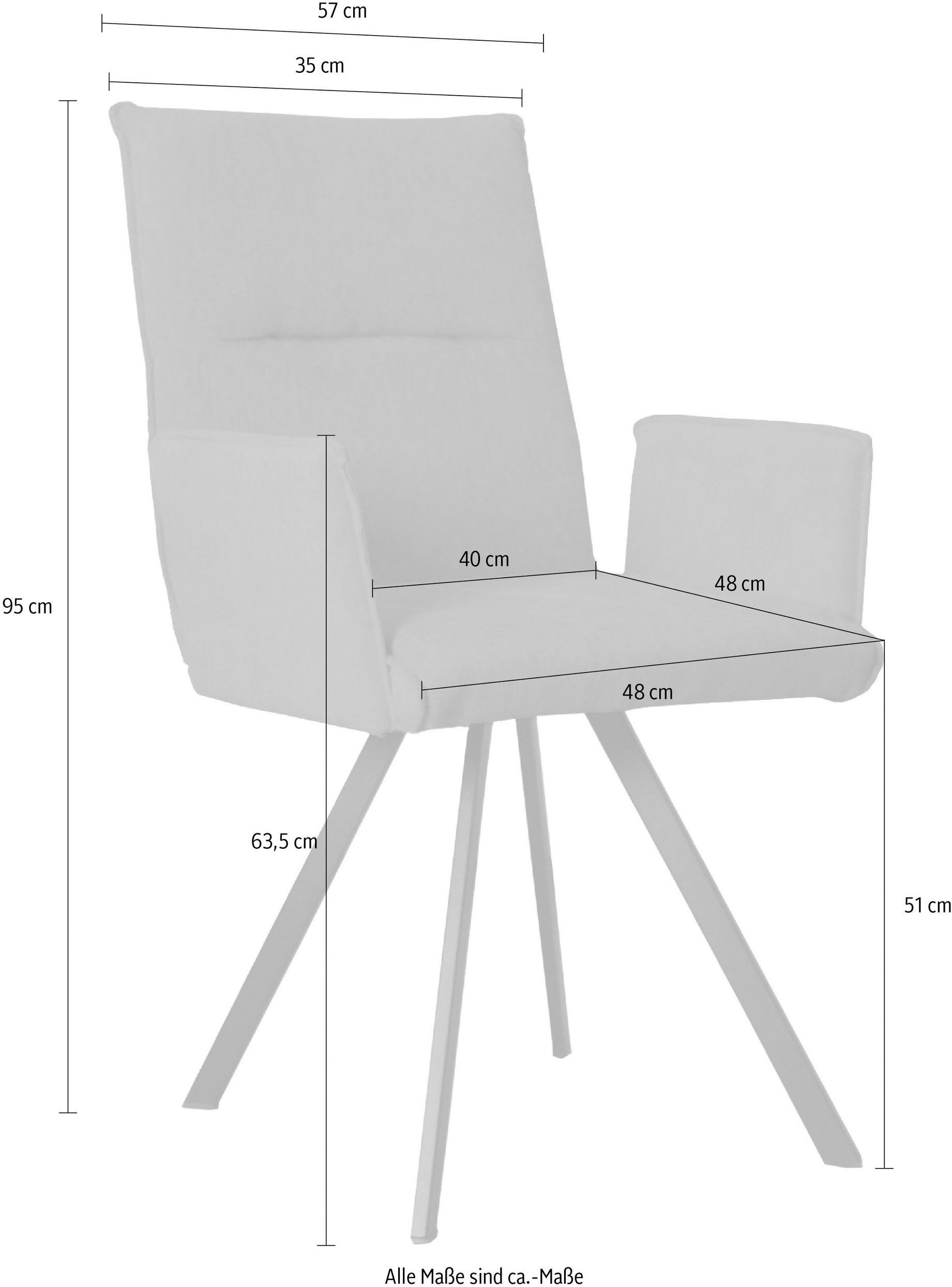 Home affaire Armlehnstuhl »Sava«, (Set), 2 St., Struktur, Metallgestell