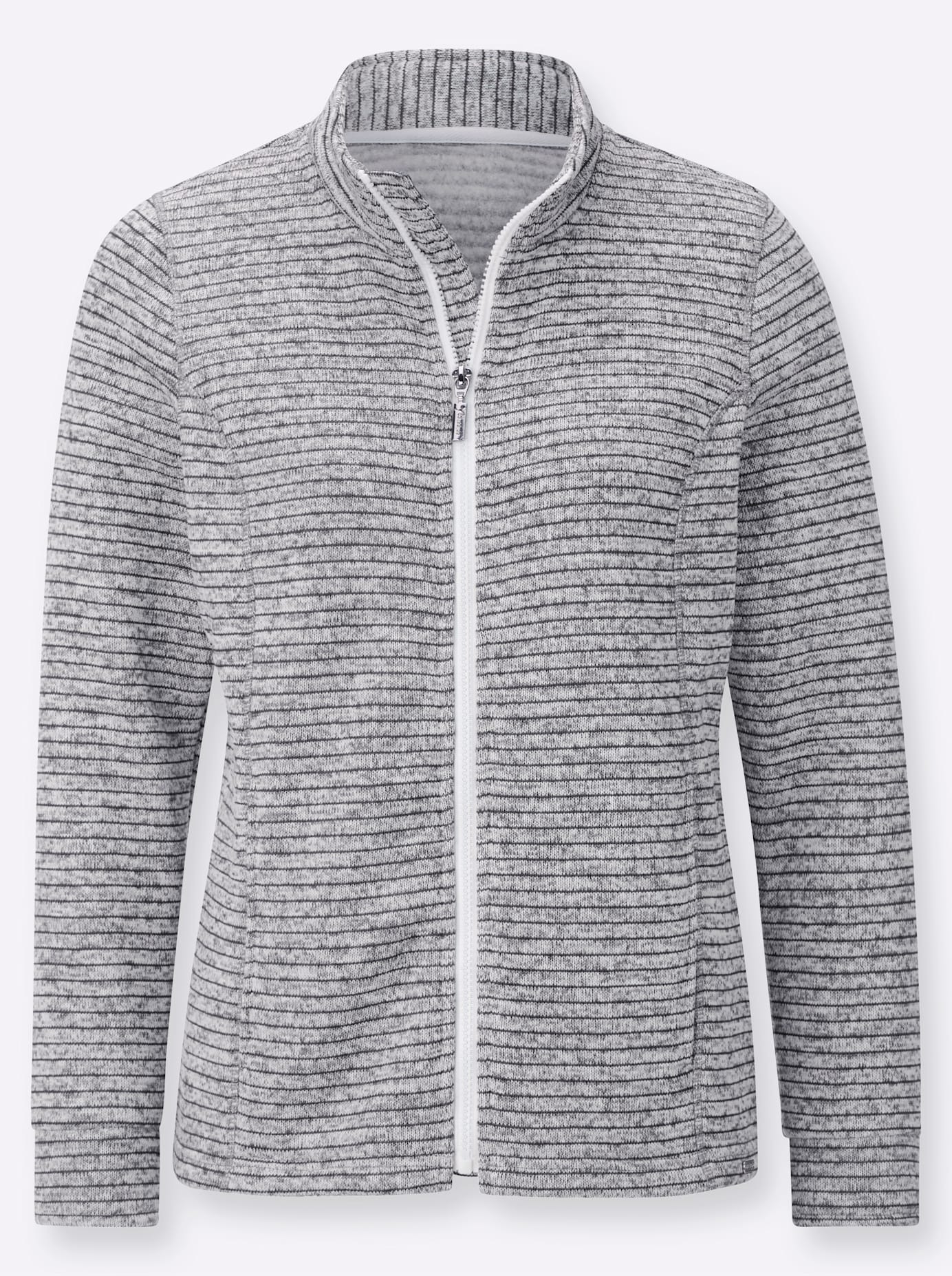 Fleecejacke CASUAL LOOKS, Damen, Gr. 46, hellgrau, meliert, 100% Polyester, Besatz:8% Elasthan, 92% Polyester, meliert, Jacken Fleecejacke 3