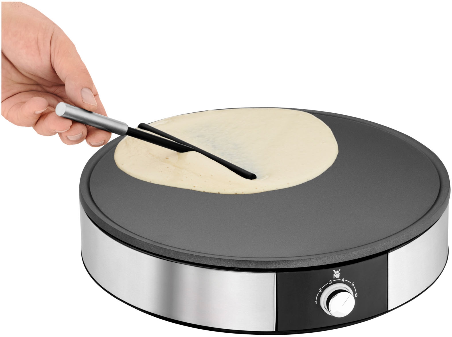 WMF Crêpesmaker »LONO Crêperie, abnehmbare, spülmaschinengeeignete Platte«, 1600 W, Ø 33 cm, inkl. Crepes-Wender und Teigverteiler, 6 Hitzestufen, Überflussrand
