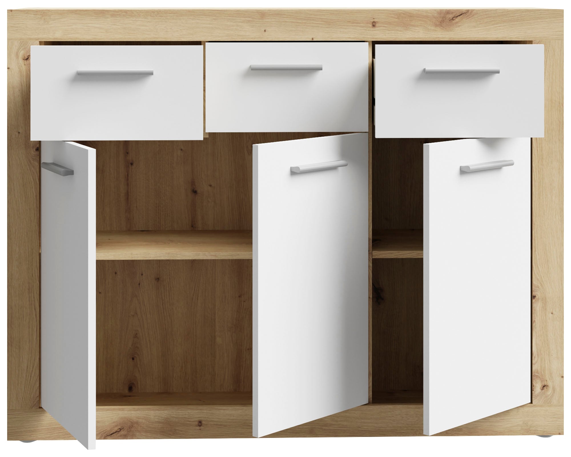 FORTE Sideboard »Baccio«, Breite 118 cm, höhe 92 cm, 3 Türen und 3 Schubkästen