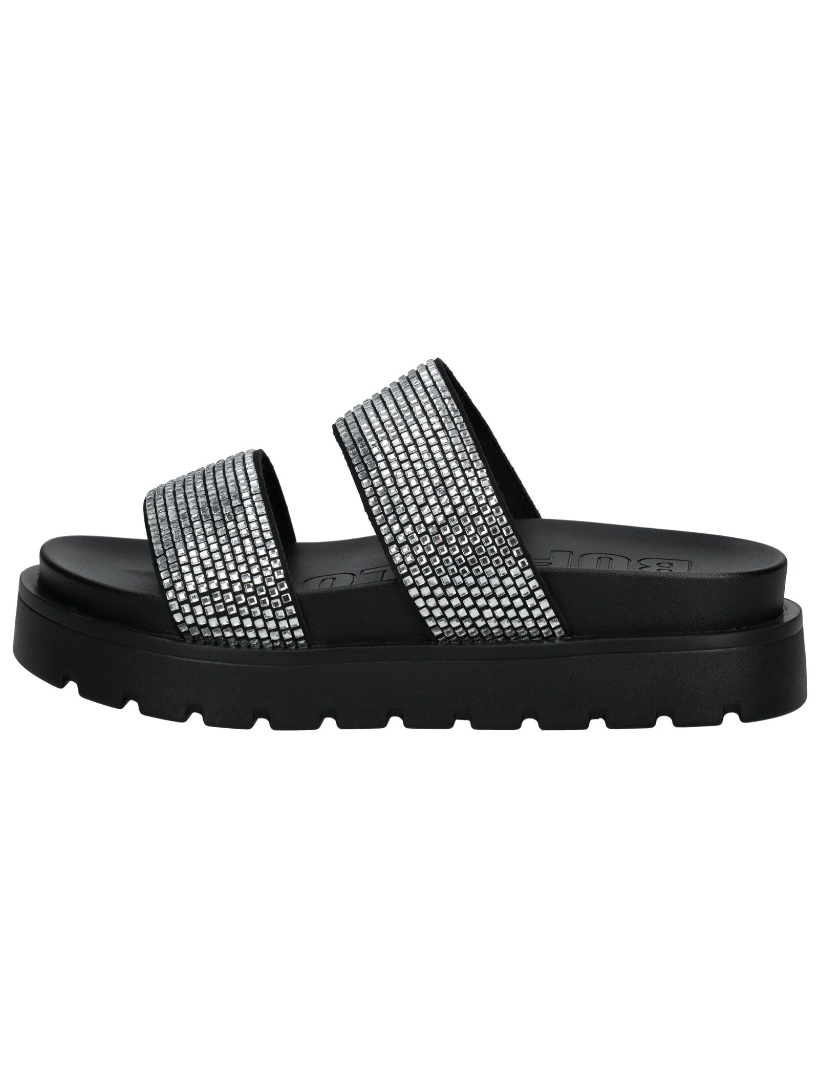 Pantolette BUFFALO "Buffalo Pantoletten Lederimitat", Damen, Gr. 40, schwarz (schwarz, silber), Lederimitat, Schuhe Pantolette 3