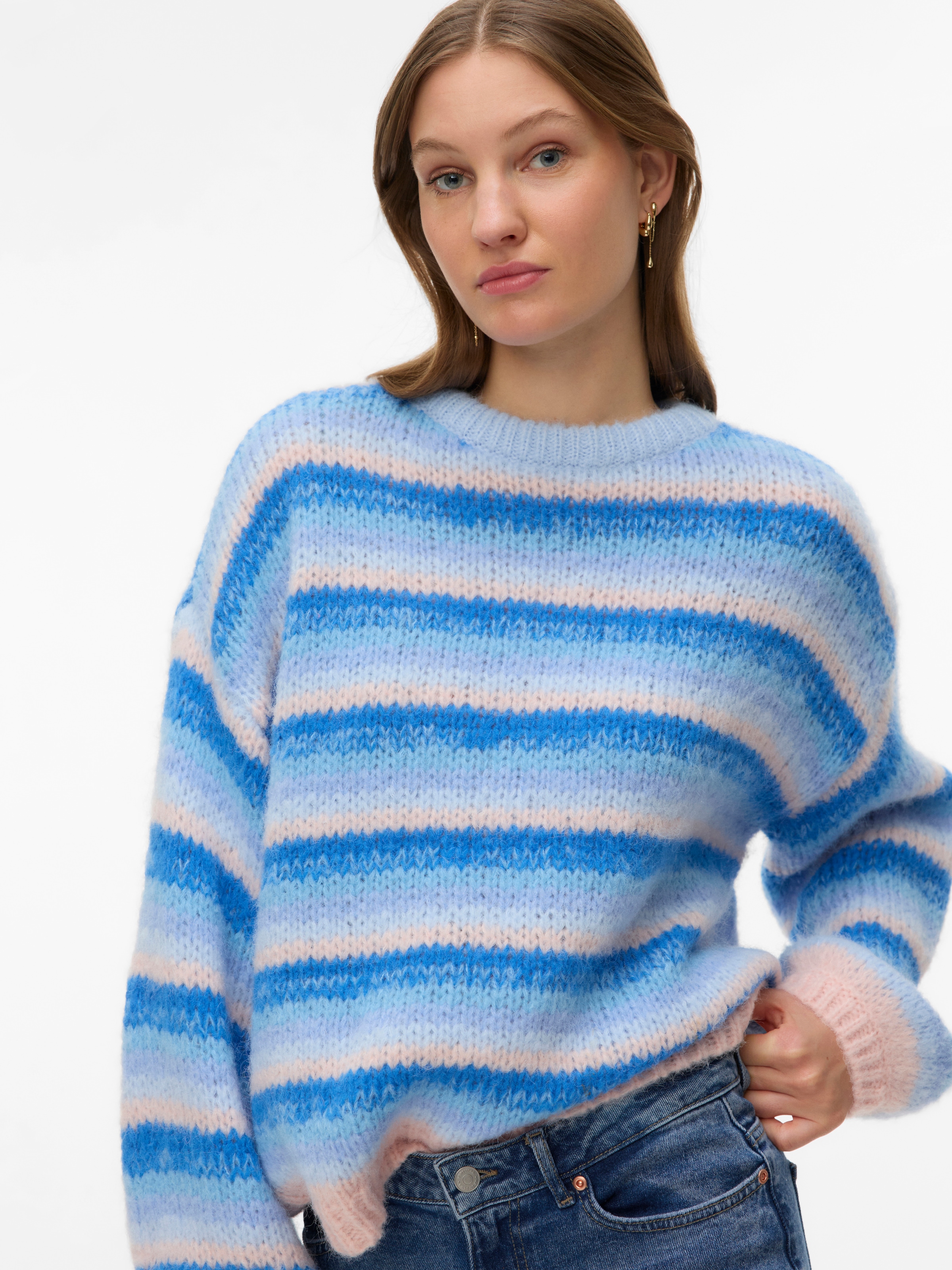 Vero Moda Strickpullover "VMMAYBE STRIPE LS O-NECK PULLOVER NOOS" Kunstfase günstig online kaufen
