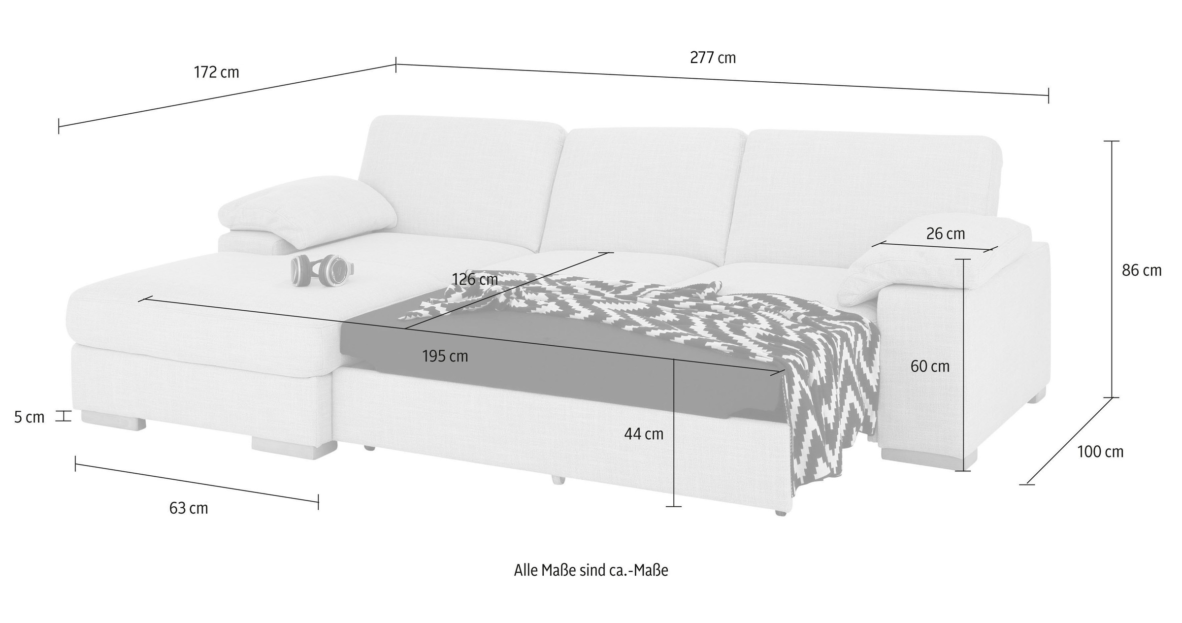 Home affaire Ecksofa »Ventura L-Form«, wahlweise mit Bettfunktion und Bettfunktion/Bettkasten