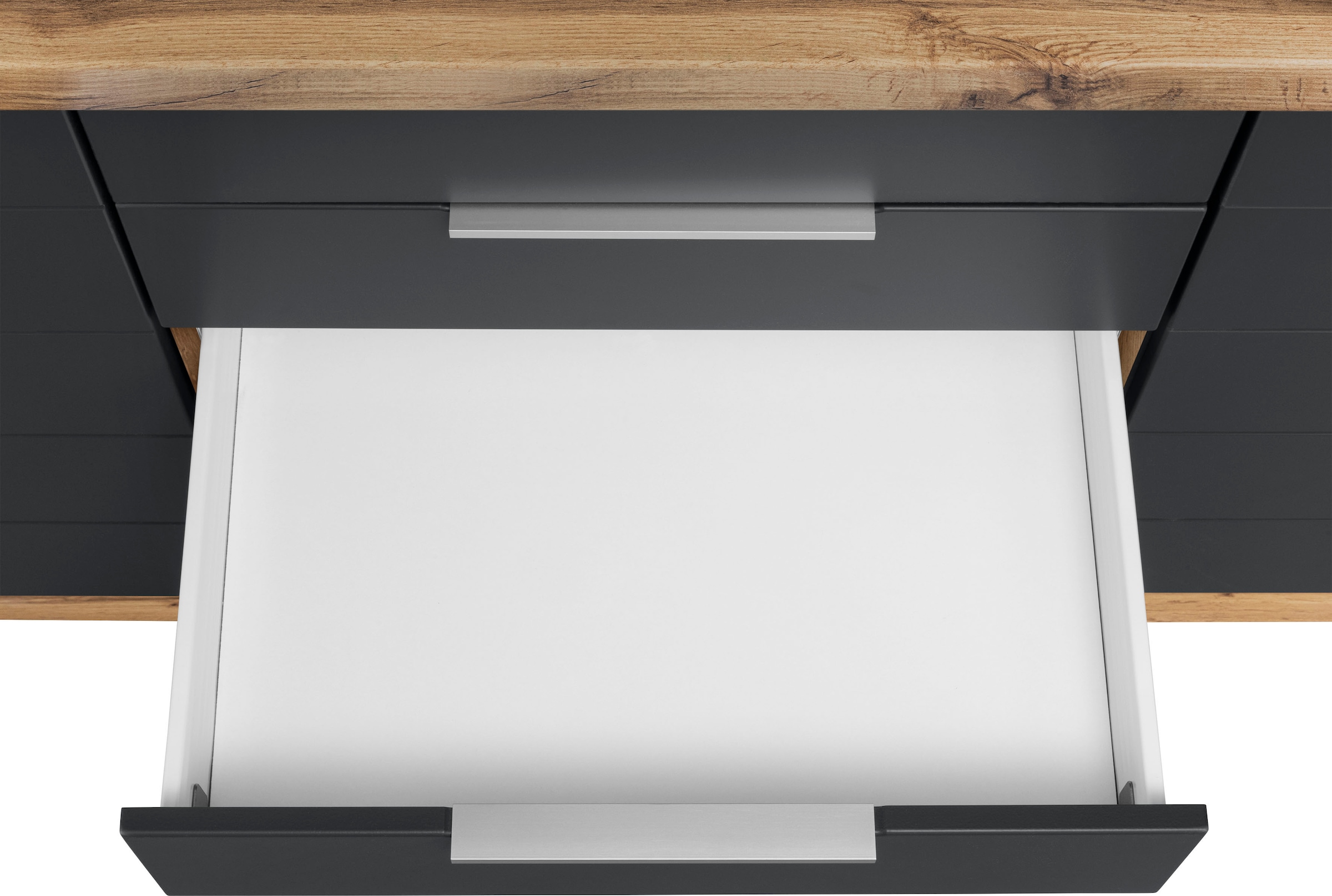 KOCHSTATION Küchenzeile »KS-Luhe« 360 cm breit, wahlweise mit oder ohne E-Geräten, gefräste MDF-Fronten