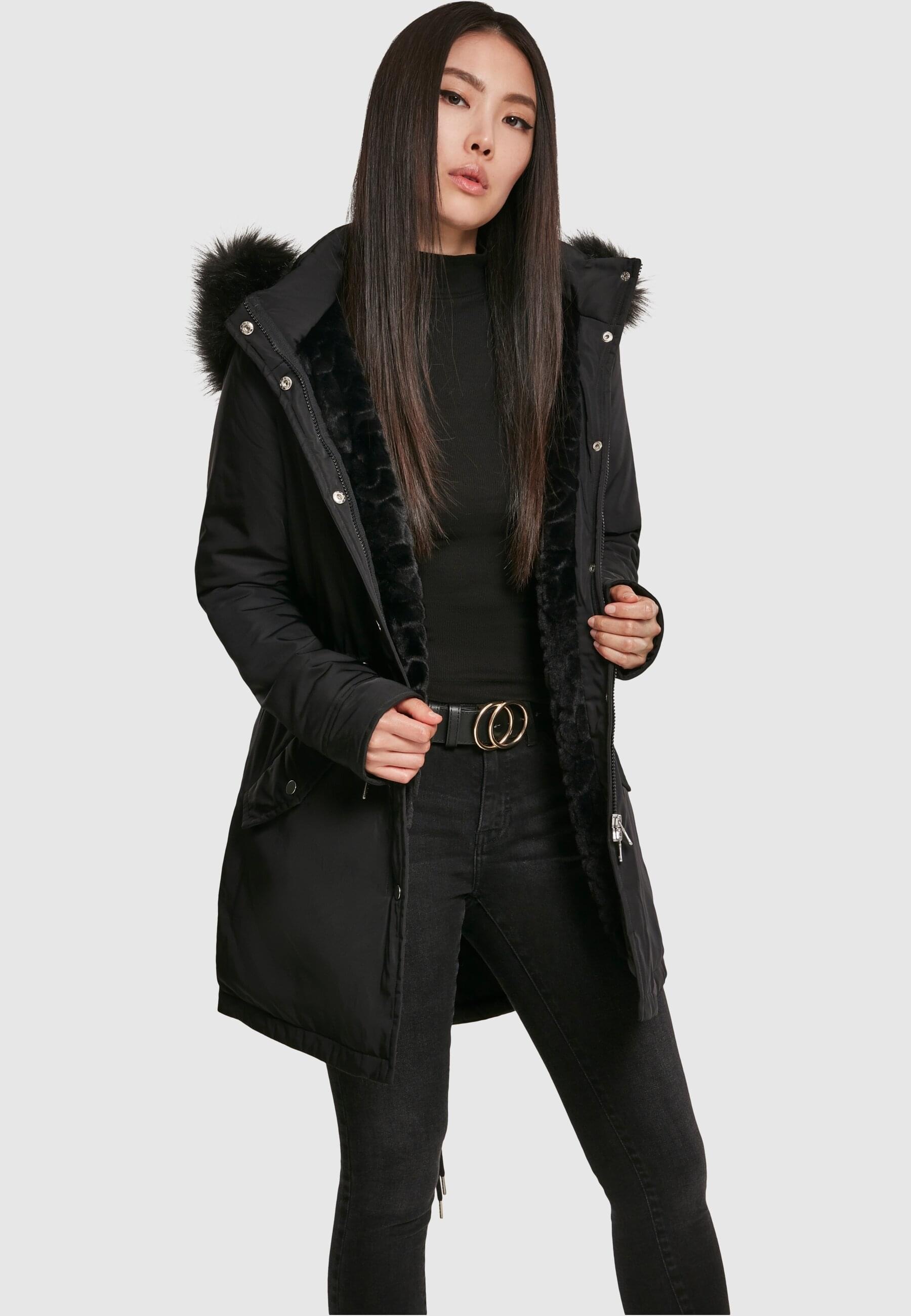 URBAN CLASSICS Winterjacke »Urban Classics Damen Ladies Faux Fur Parka«, (1 St.), mit Kapuze