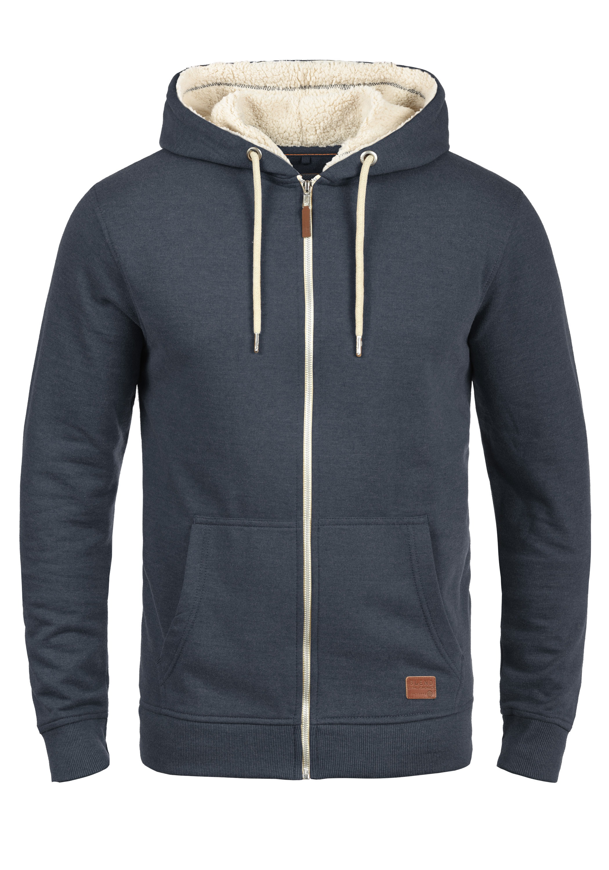 Kapuzenpullover BLEND "Kapuzensweatjacke BHHulker", Herren, Gr. XXL, blau (navy teddy), Obermaterial: 60% Baumwolle CO. 40% Polyester PES., Sweatshirts Kapuzenpullover 4