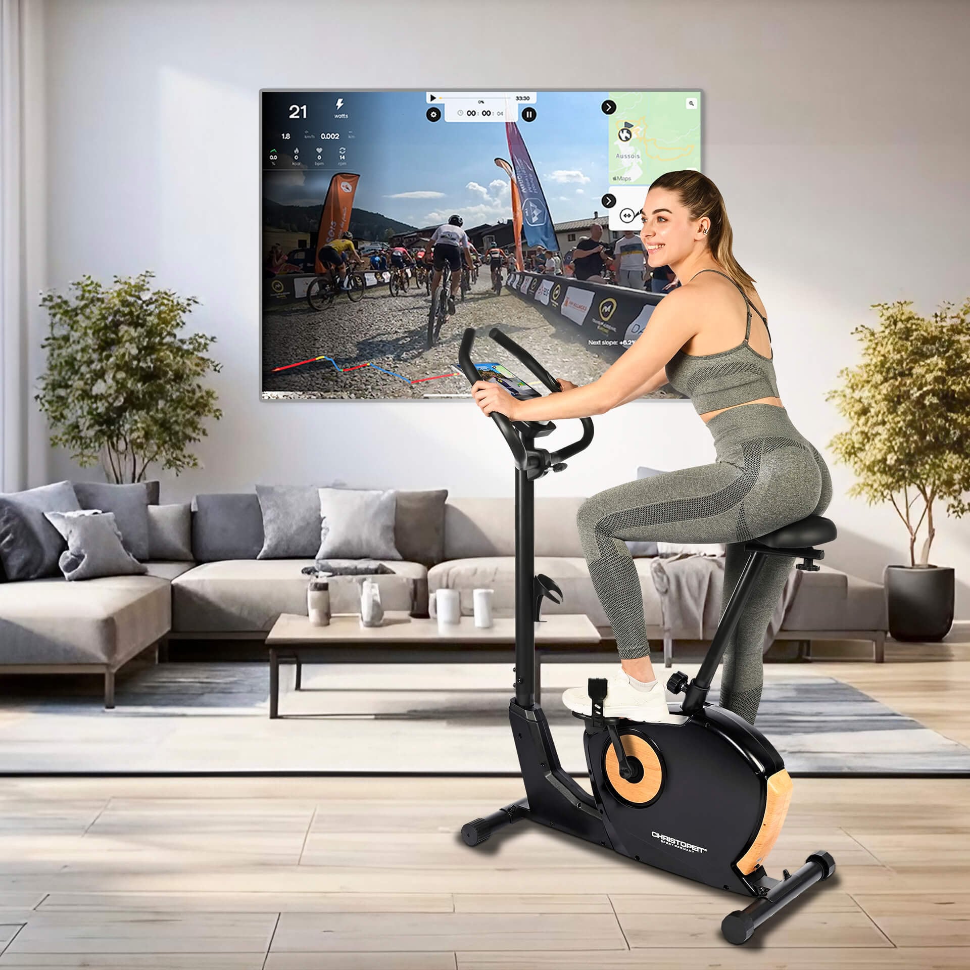 Christopeit Sport® Ergometer »ET 3.1«, (Kinomap kompatibel), Schwungmasse ca. 7 kg, 32 Widerstandsstufen