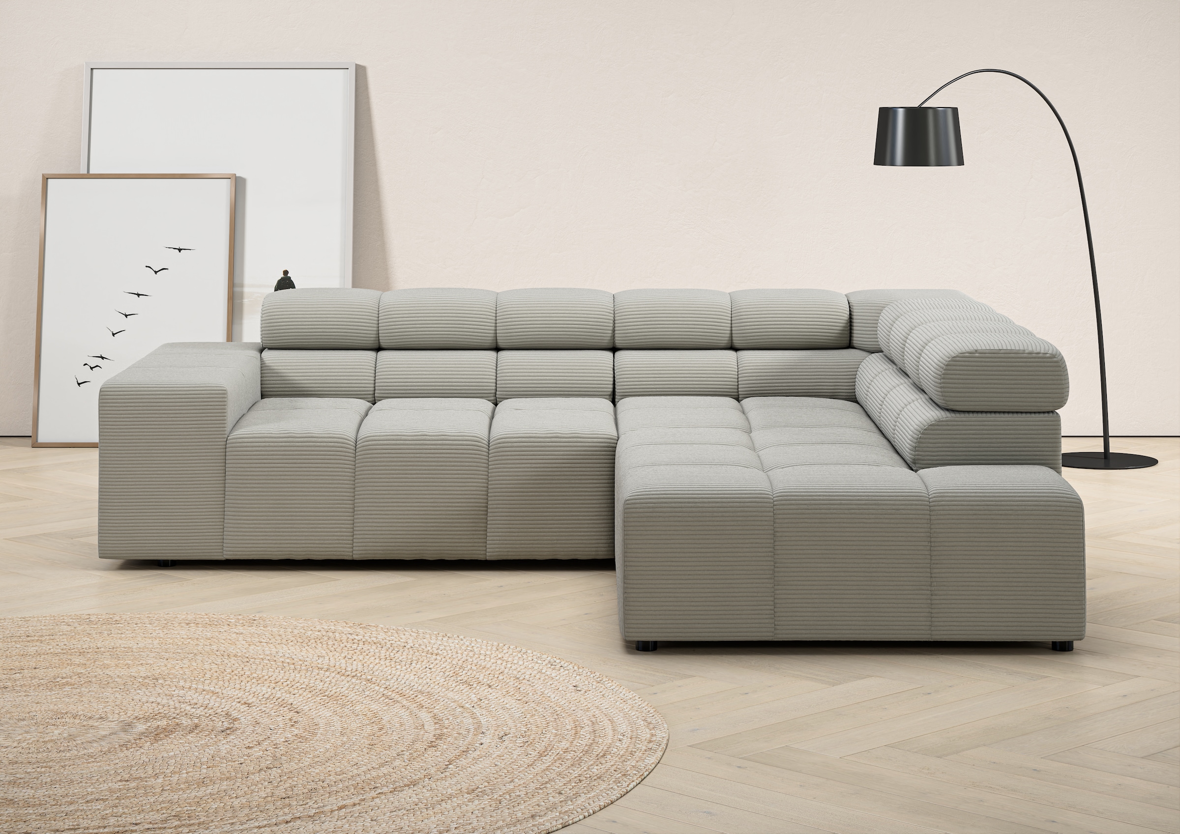 Home affaire Ecksofa "Ancona, Ecksofa, incl. Kopfteilverstellung, Breite 249 cm, L-Form" wahlweise motorische Sitztiefenverstellung, B/T(H: 249/215/70 cm