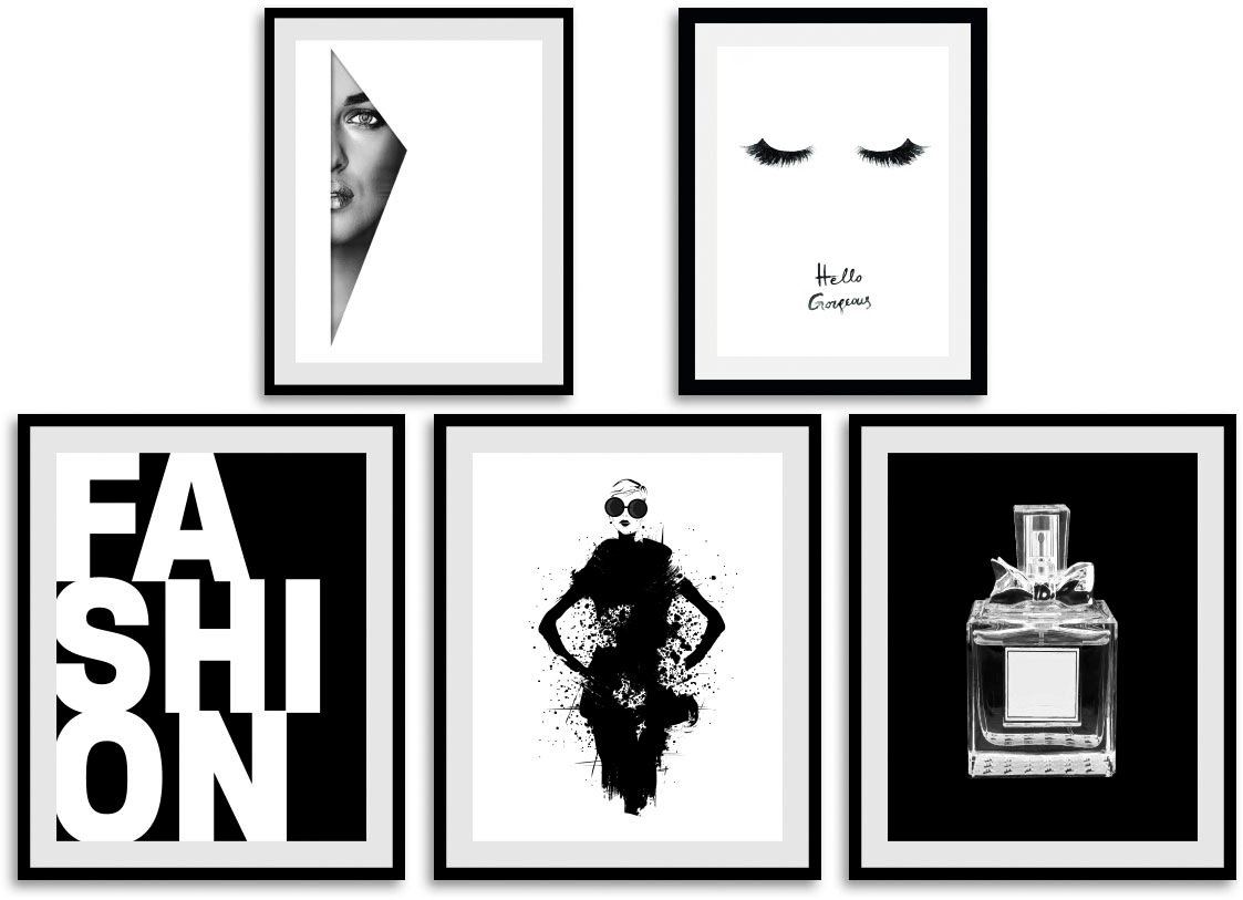 queence Bild "Fashion", Abstrakt-Schwarz-Weiß-Fashion-Mode-Magazincover-Fra günstig online kaufen