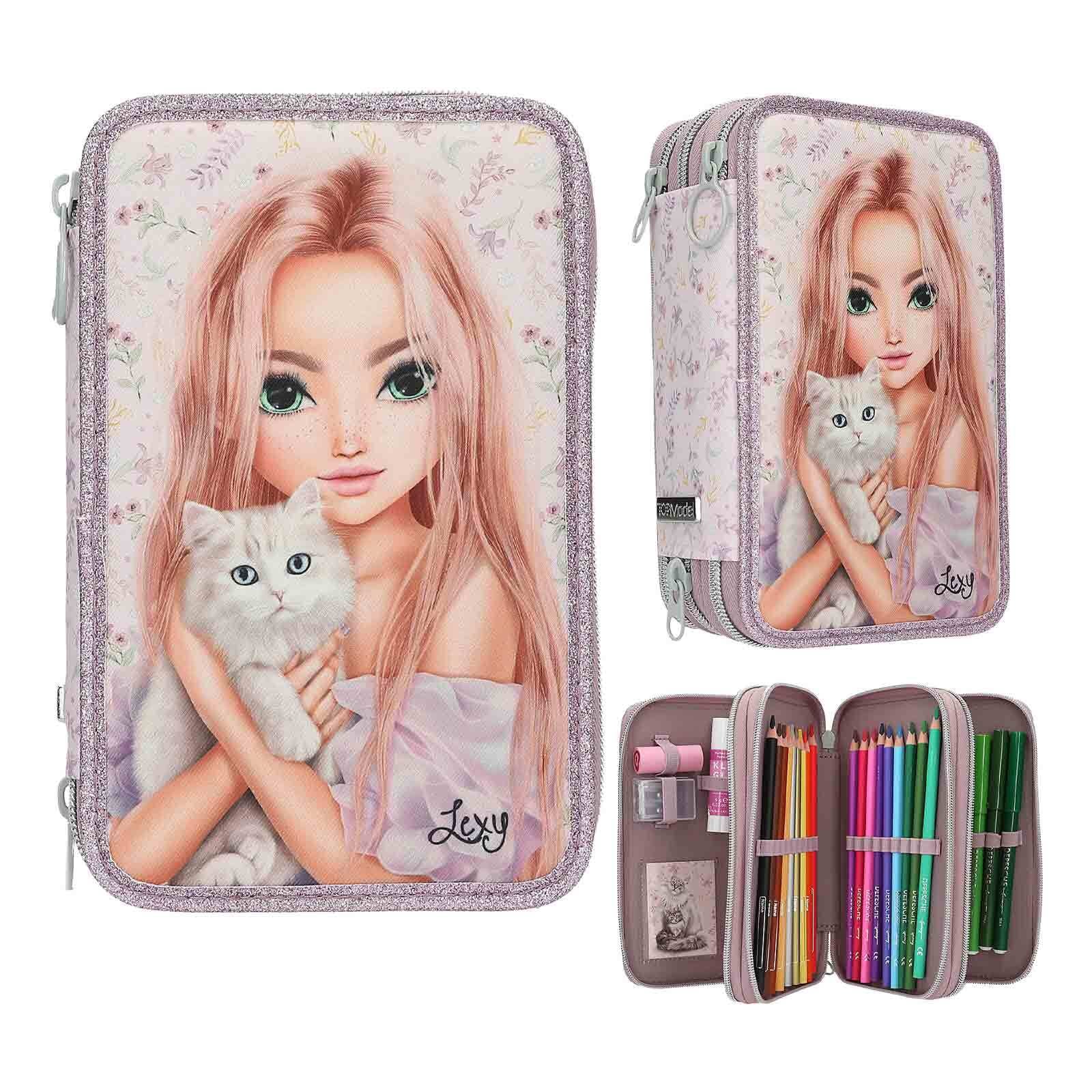 Depesche Buntstift »3-Fach Federtasche BLOOMING KITTY TOPModel 7,5 x 13 x 20 cm flieder«