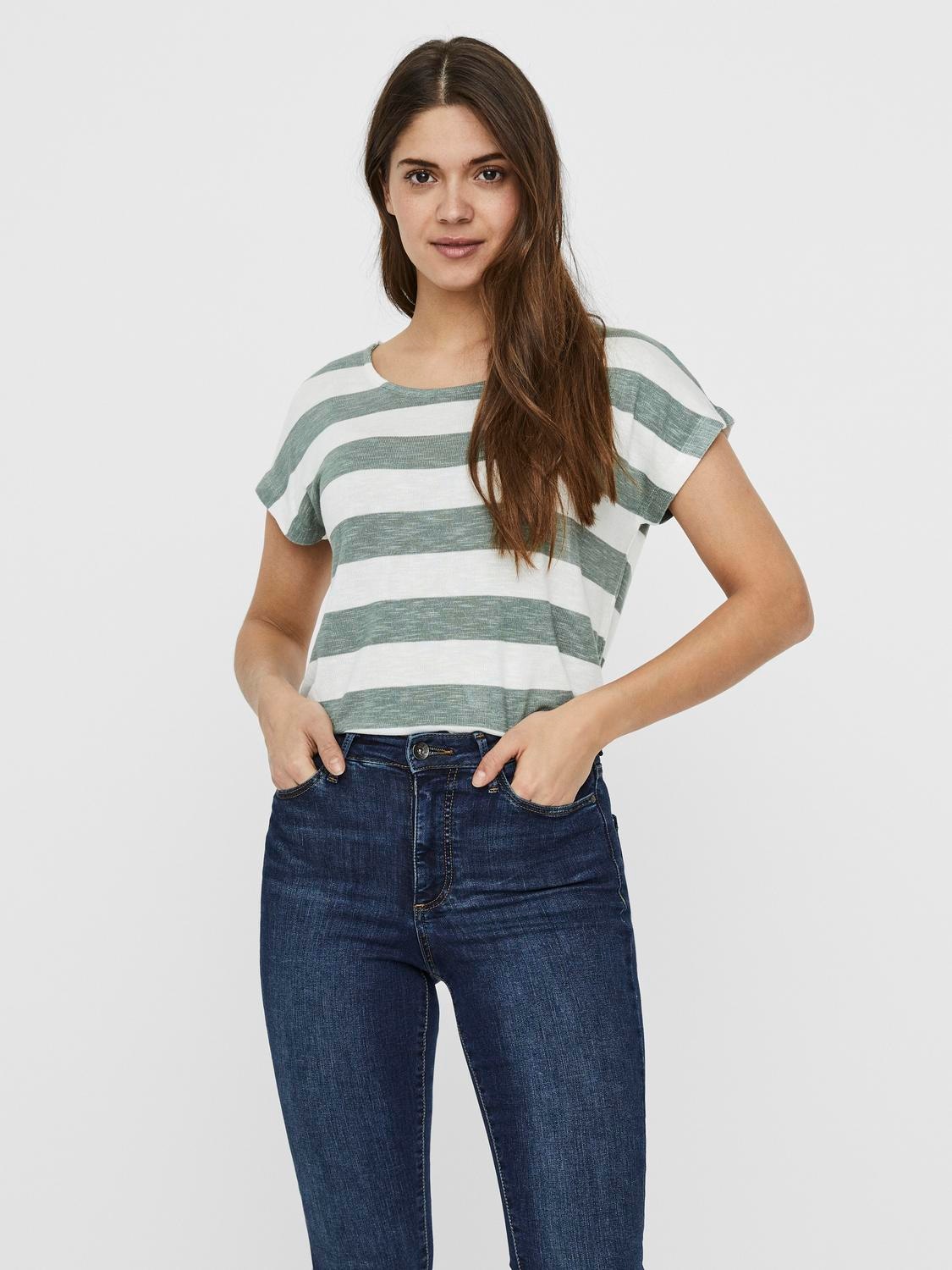 Vero Moda Kurzarmshirt "VMWIDE STRIPE SL TOP GA JRS NOOS" Viskosemischung günstig online kaufen