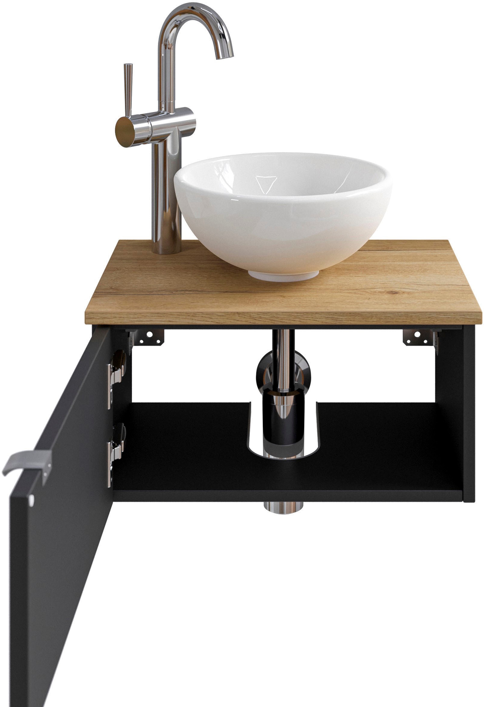 Saphir Waschtisch »Serie 6915 Waschschale mit Unterschrank für Gästebad, Gäste WC«, 51 cm breit, 1 Tür, Waschtischplatte, kleine Bäder, ohne Armatur