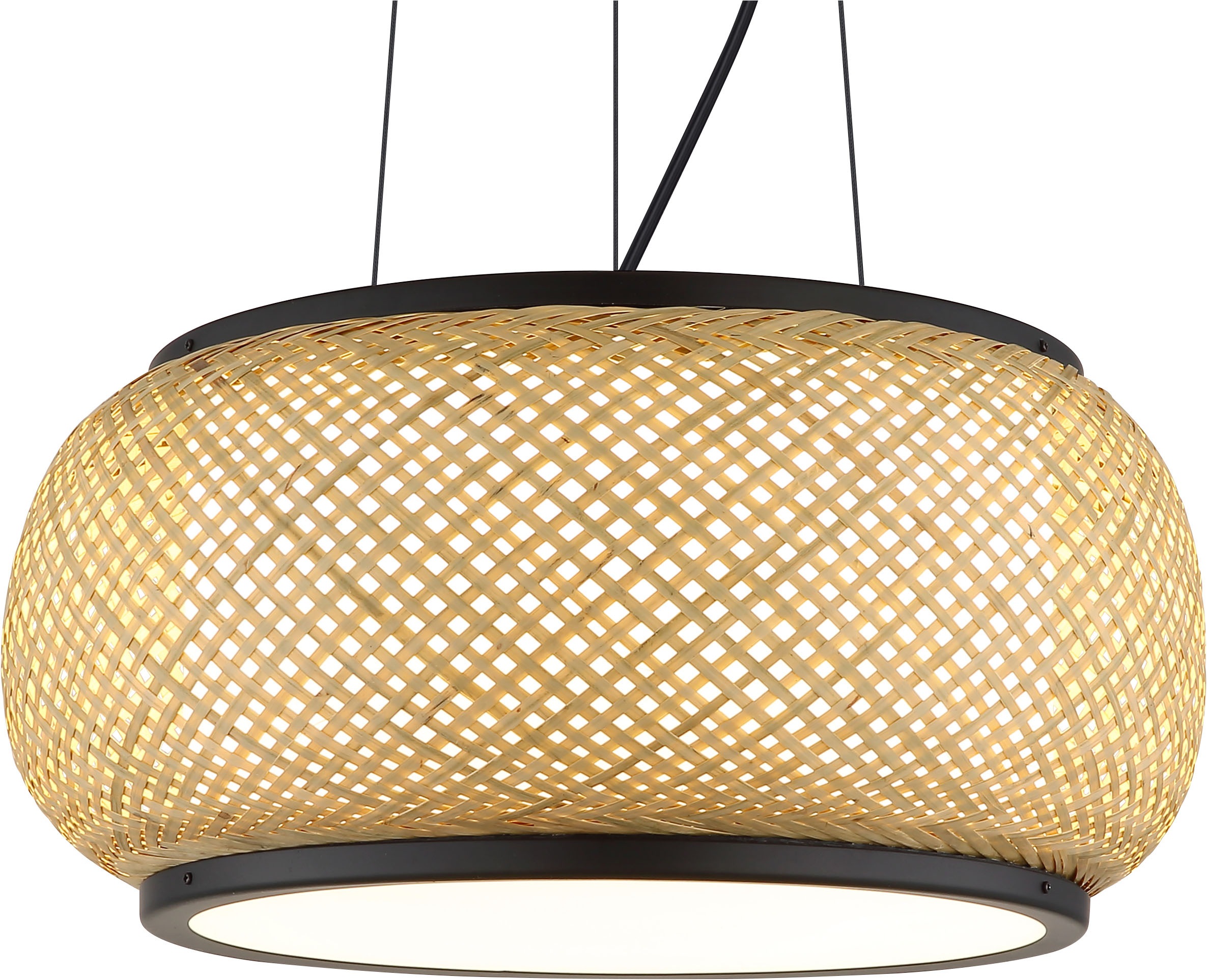 GLOBO LIGHTING Hängeleuchte »BAMBORA« LED-Modul 1 Stk. Schwarz Bambus Pendelleuchte LED CCT Memory, kürzbar