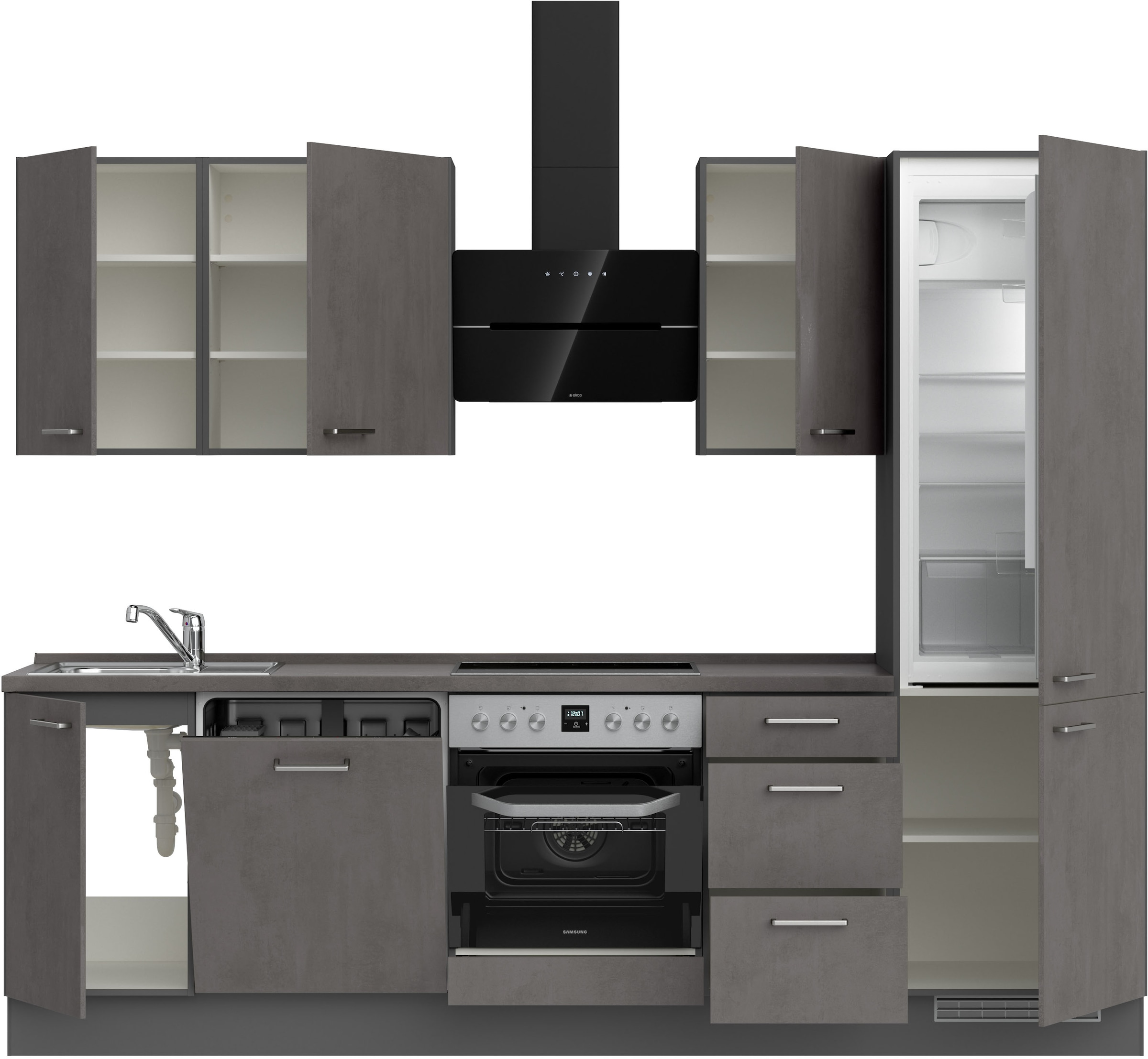 nobilia® Küchenzeile »"Riva II"«, vormontiert, Ausrichtung wählbar, Breite 270 cm, wahlw. mit E-Geräten