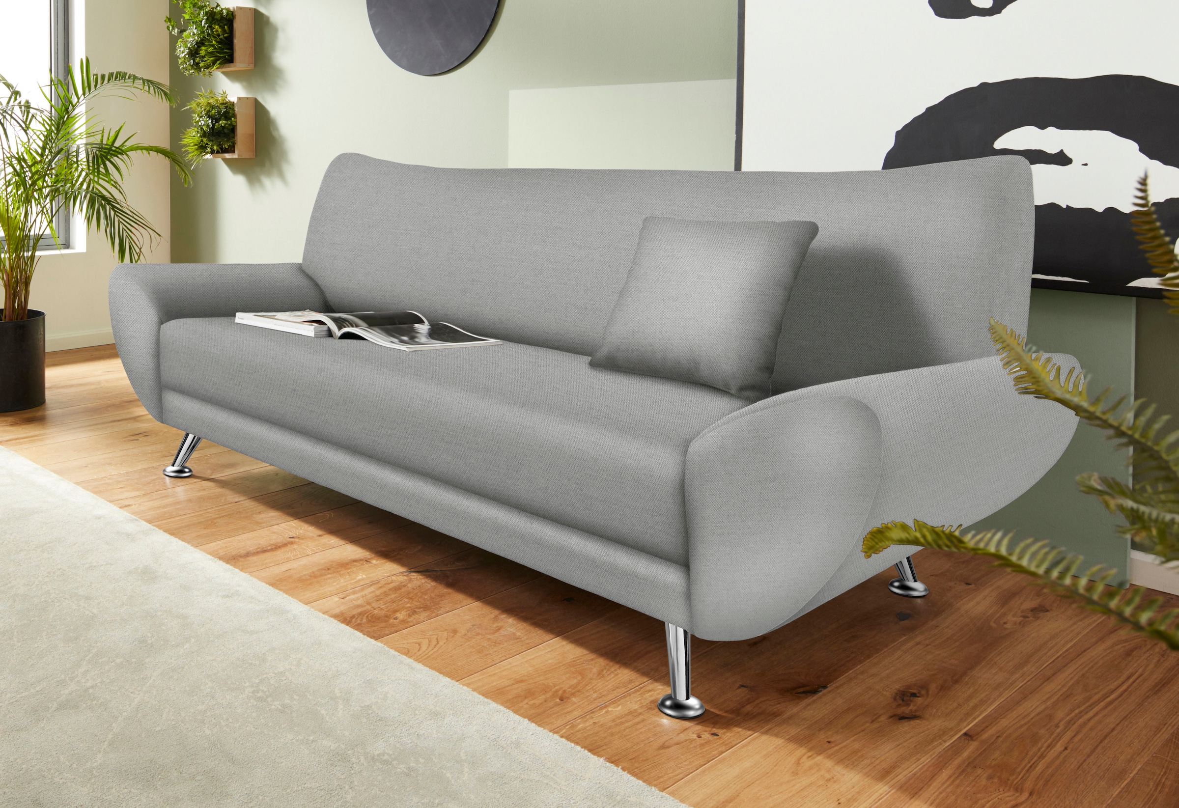 Home affaire 3-Sitzer "Saltare elegant & komfortabel, toller Designfuß, bequem, Breite 205cm"