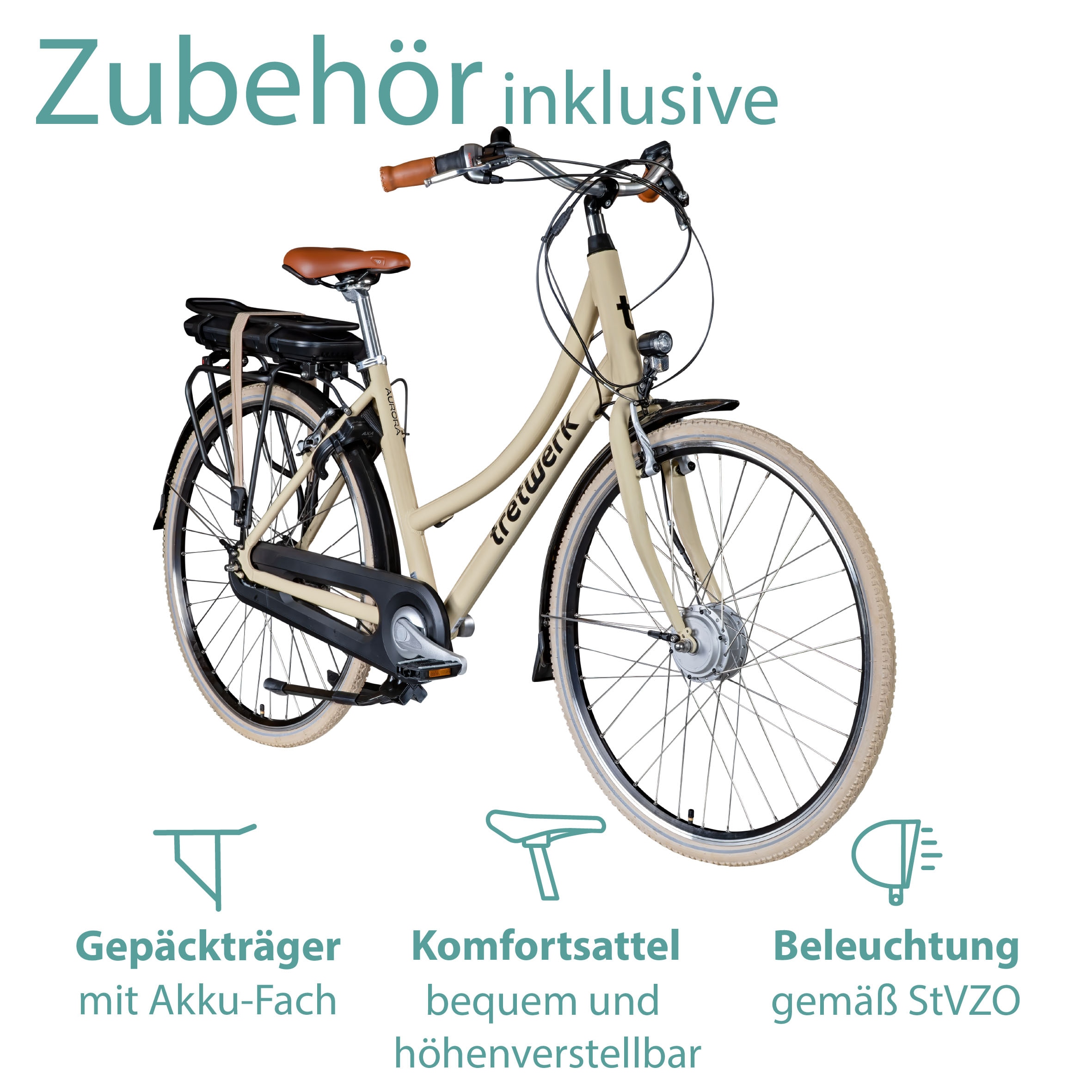 Tretwerk E-Bike »Aurora«, 7 Gang, Frontmotor 250 W