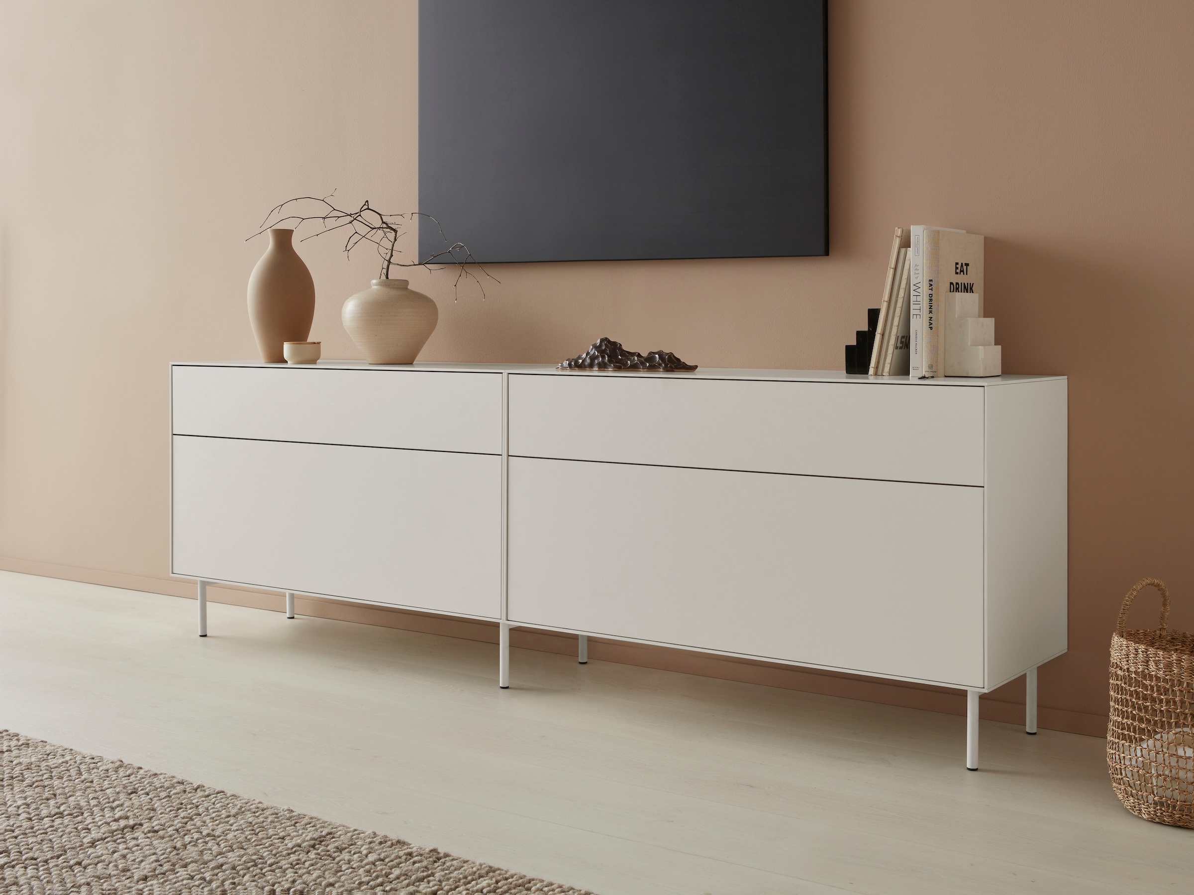 LeGer Home by Lena Gercke Lowboard »Essentials«, (2 St.), Breite: 224cm, MDF lackiert, Push-to-open-Funktion