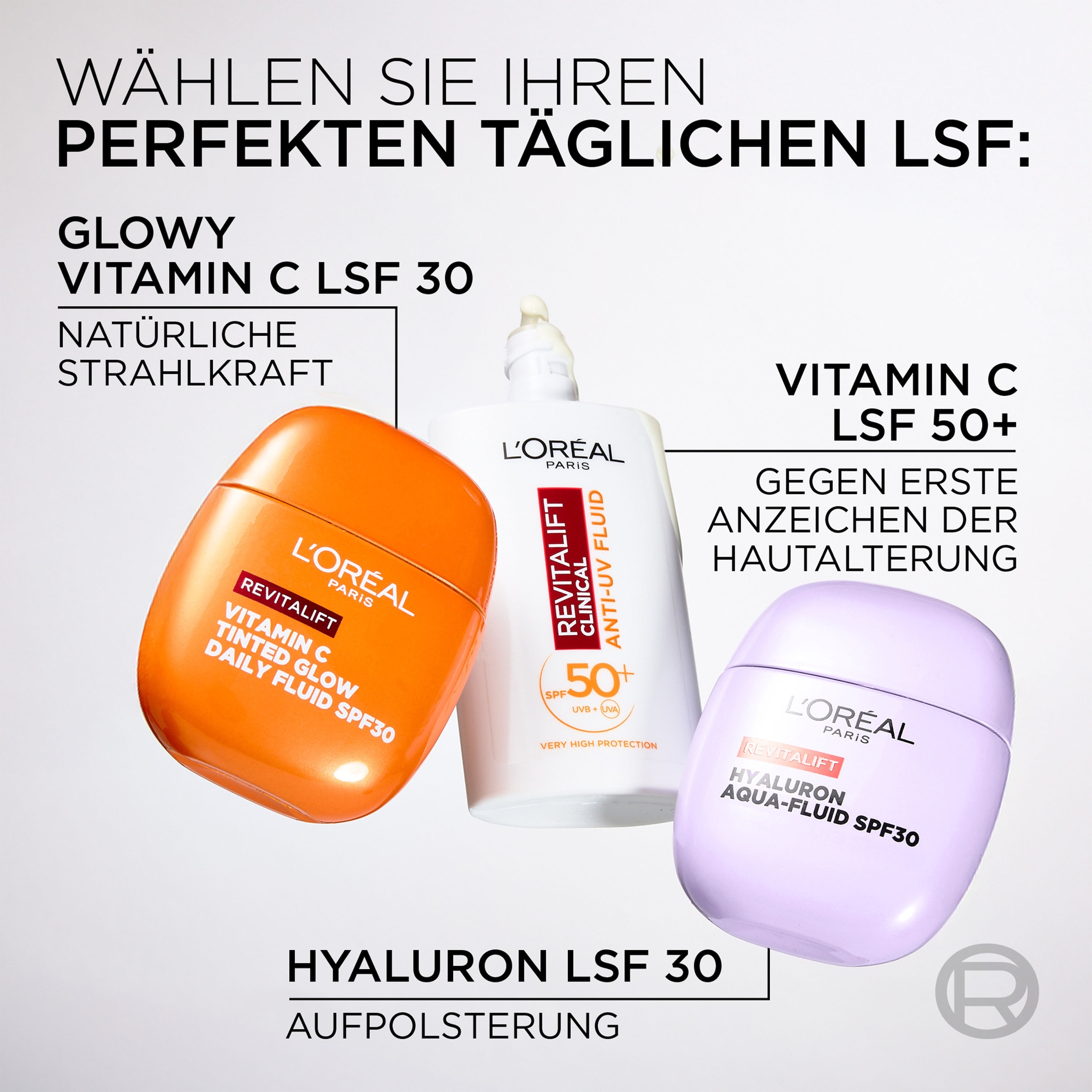 L'ORÉAL PARIS Gesichtsfluid »REVITALIFT FILLER AUFPOLSTERNDES HYALURON AQUA-FLUID LSF 30« verfeinert das Hautbild