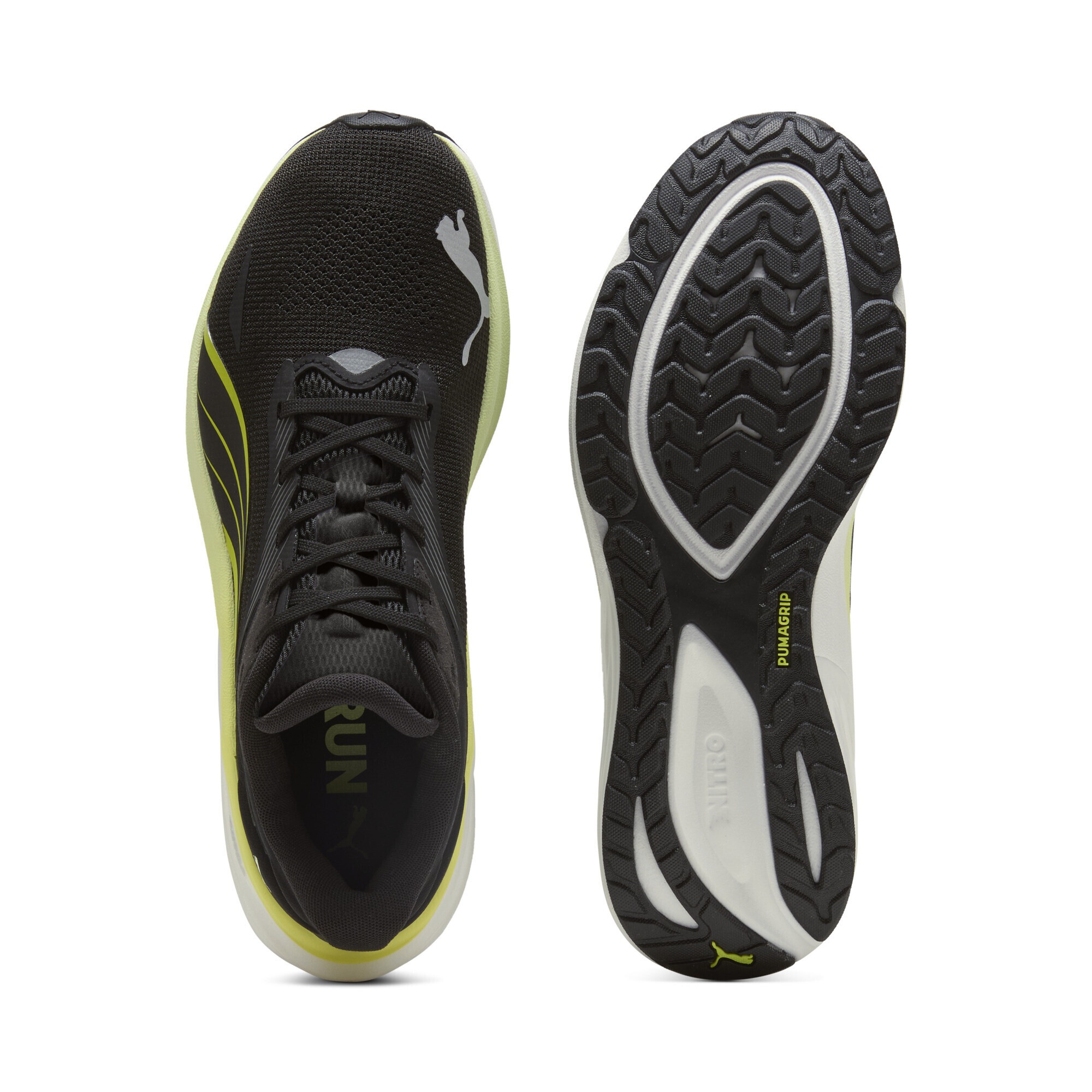 Laufschuh PUMA "ELECTRIFY NITRO 4", Herren, Gr. 41, puma schwarz, apple spritz, lux lime, Synthetik, Schuhe Laufschuh, mit atmungsaktivem Mesh-Obermaterial, mit herausnehmbarer Innensohle 4