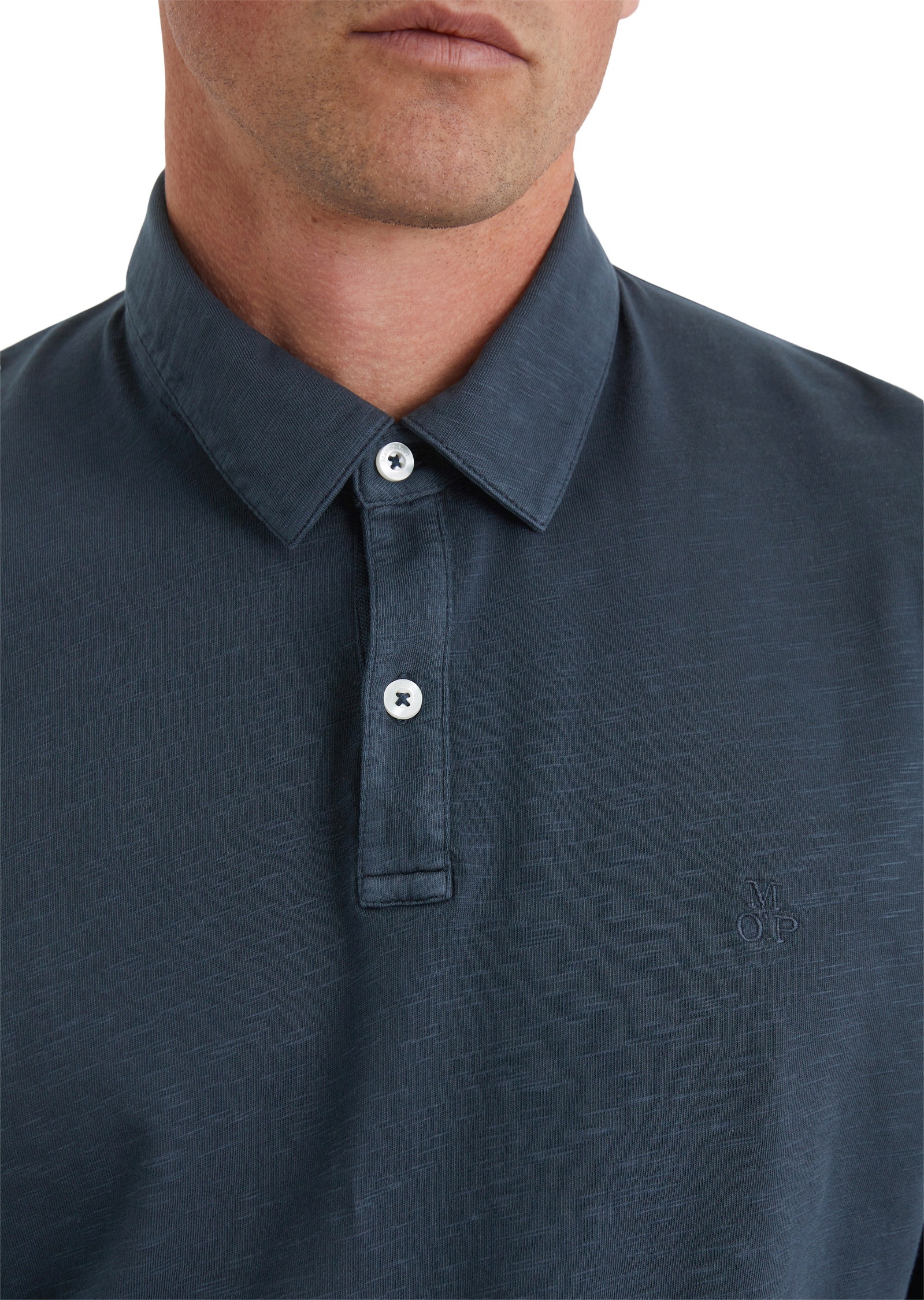 Marc O'Polo Langarm-Poloshirt »in softem Slub-Jersey«
