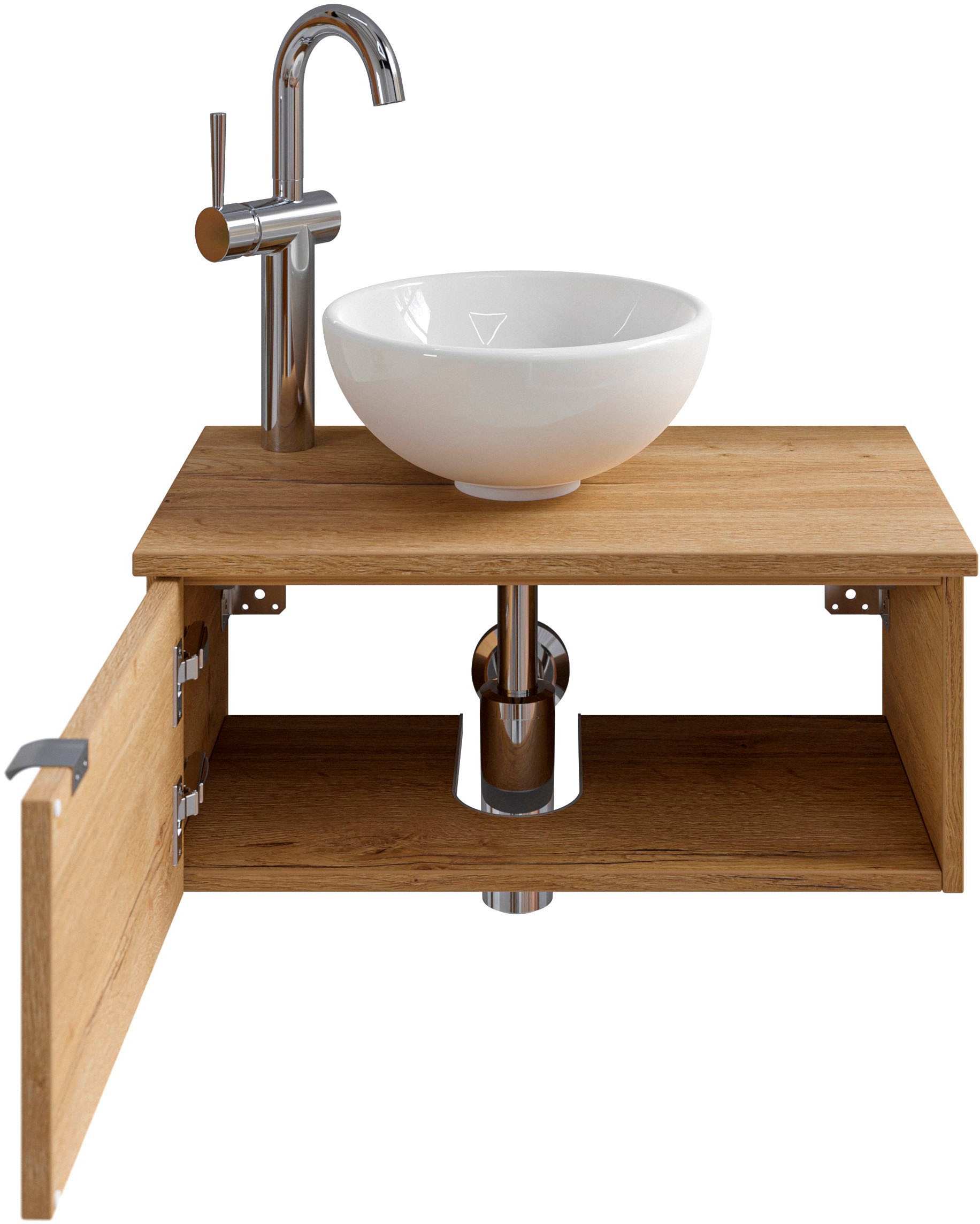 Saphir Badmöbel-Set »Serie 6915«, (4 St.), Gäste-Bad, 61 cm breit, mit LED-Spiegel, offenem Fach und 1 Tür