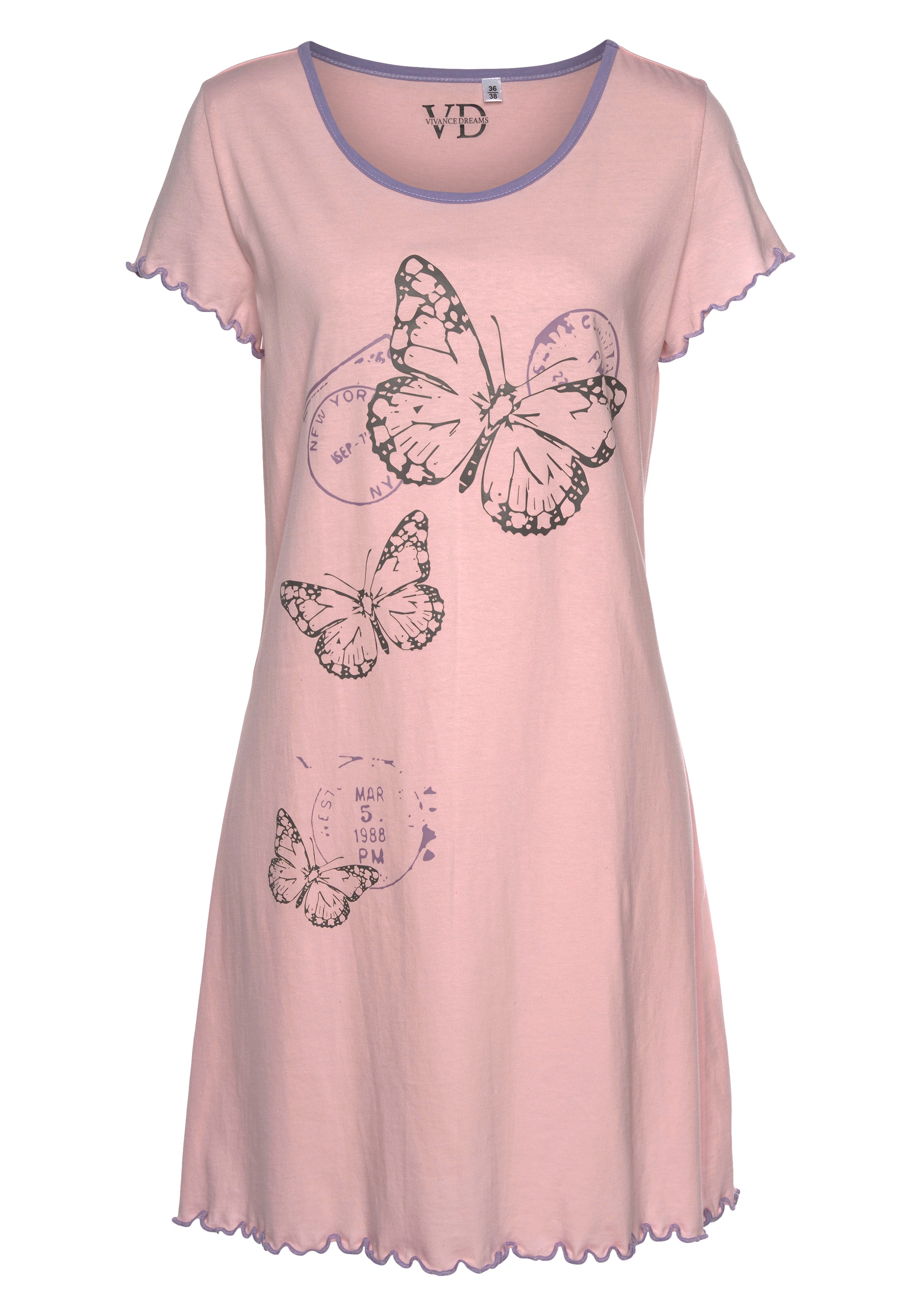 Vivance Dreams by Lascana Nachthemd mit Schmetterling Motiv
